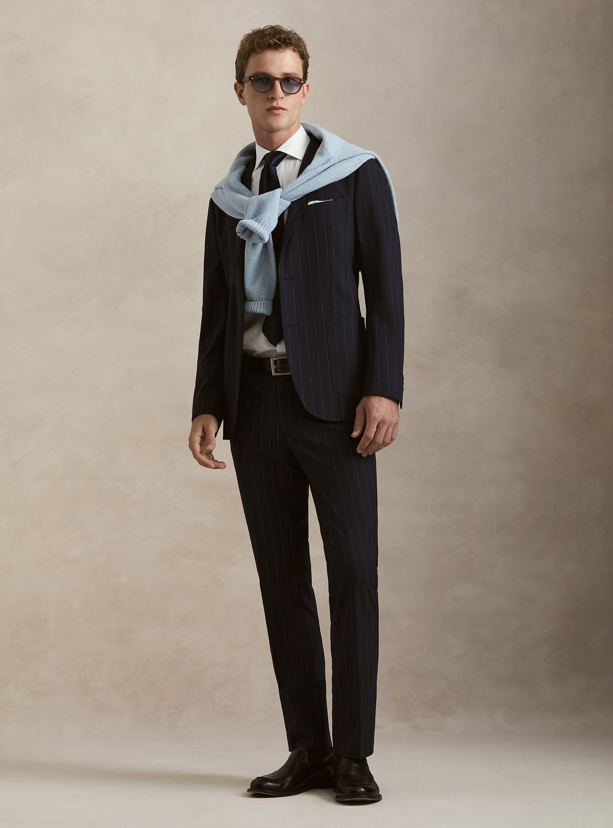 Single-breasted blazer for a pinstripe suit, NAVY BLUE