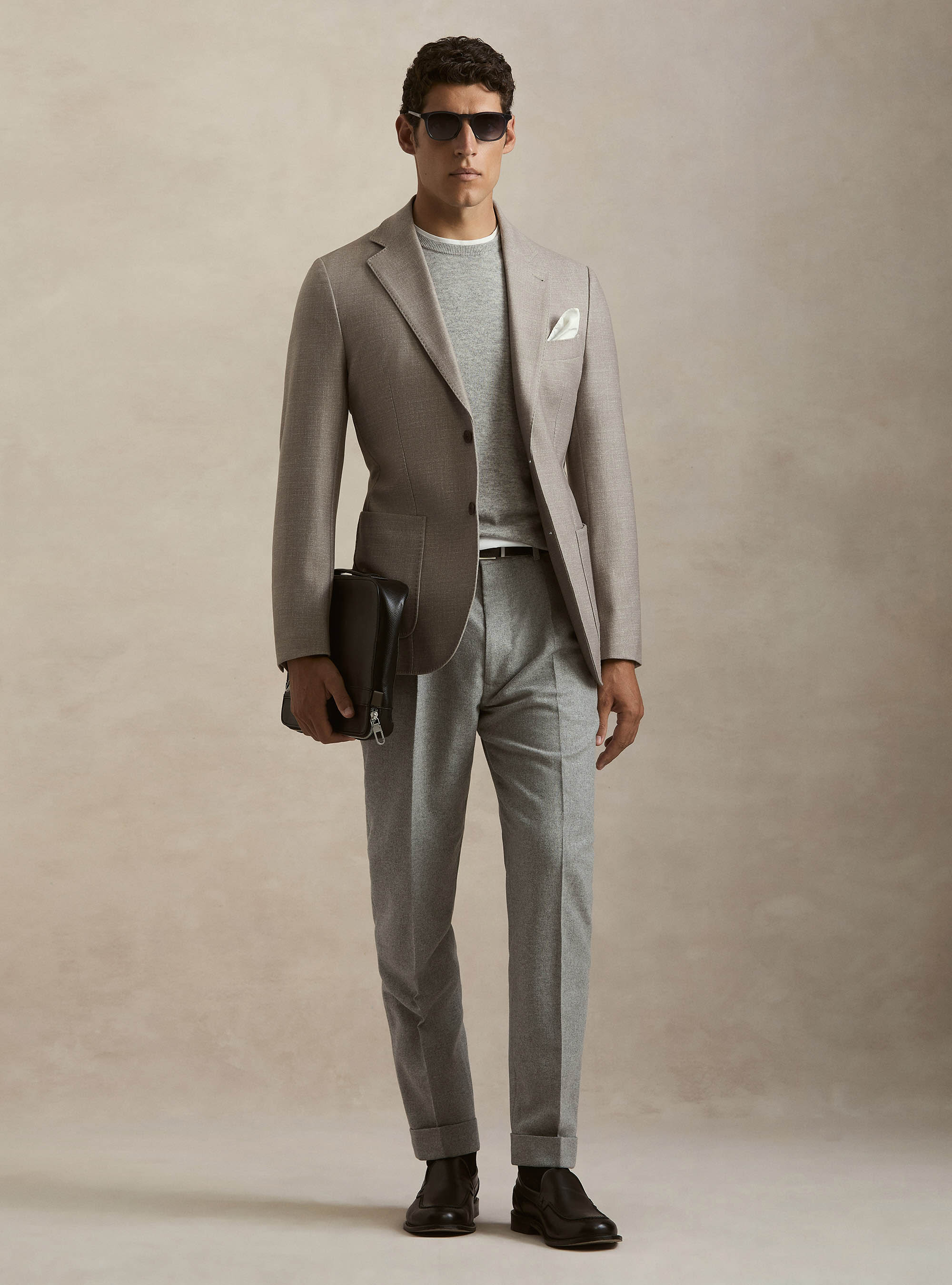 Single-Breasted Printed Wool Blazer, SAND