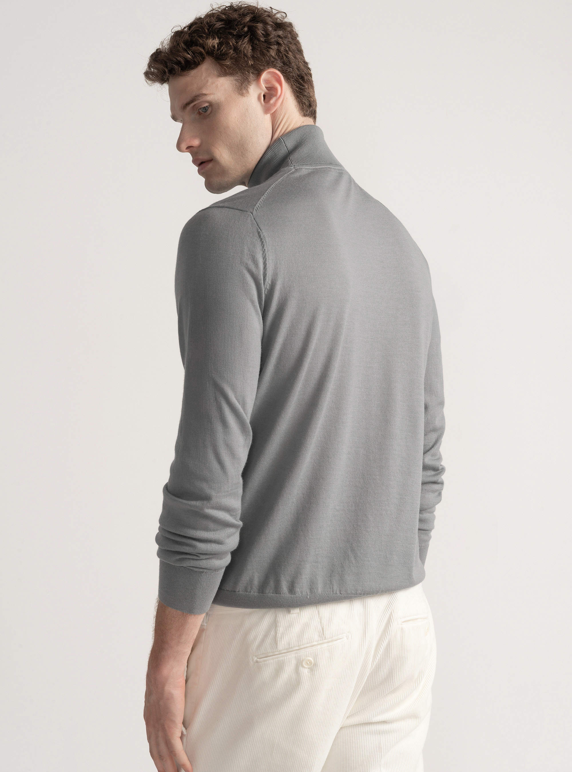 Turtleneck in pure extra-fine merino wool, GREY