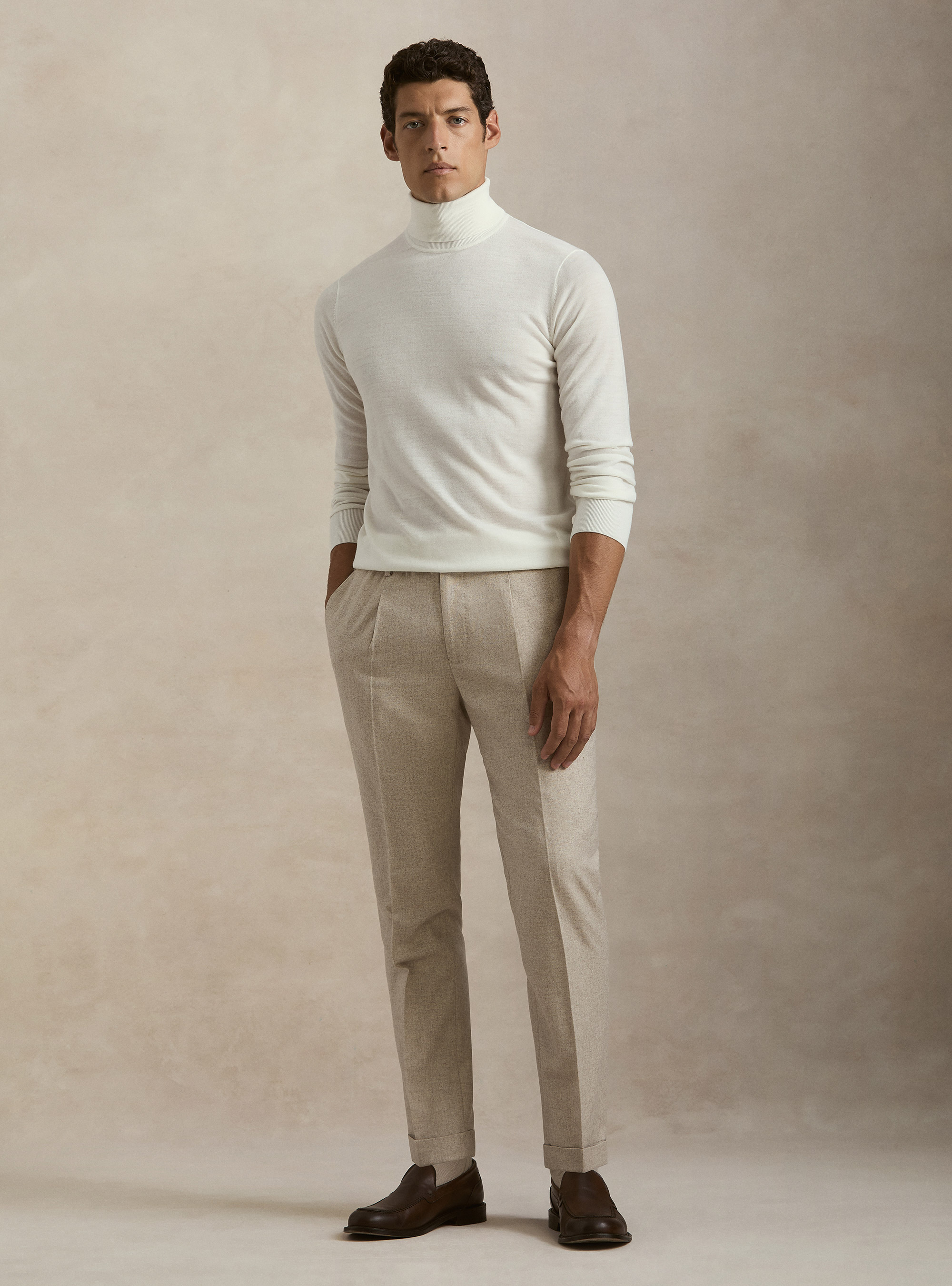 Pure extrafine merino wool turtleneck, WHITE