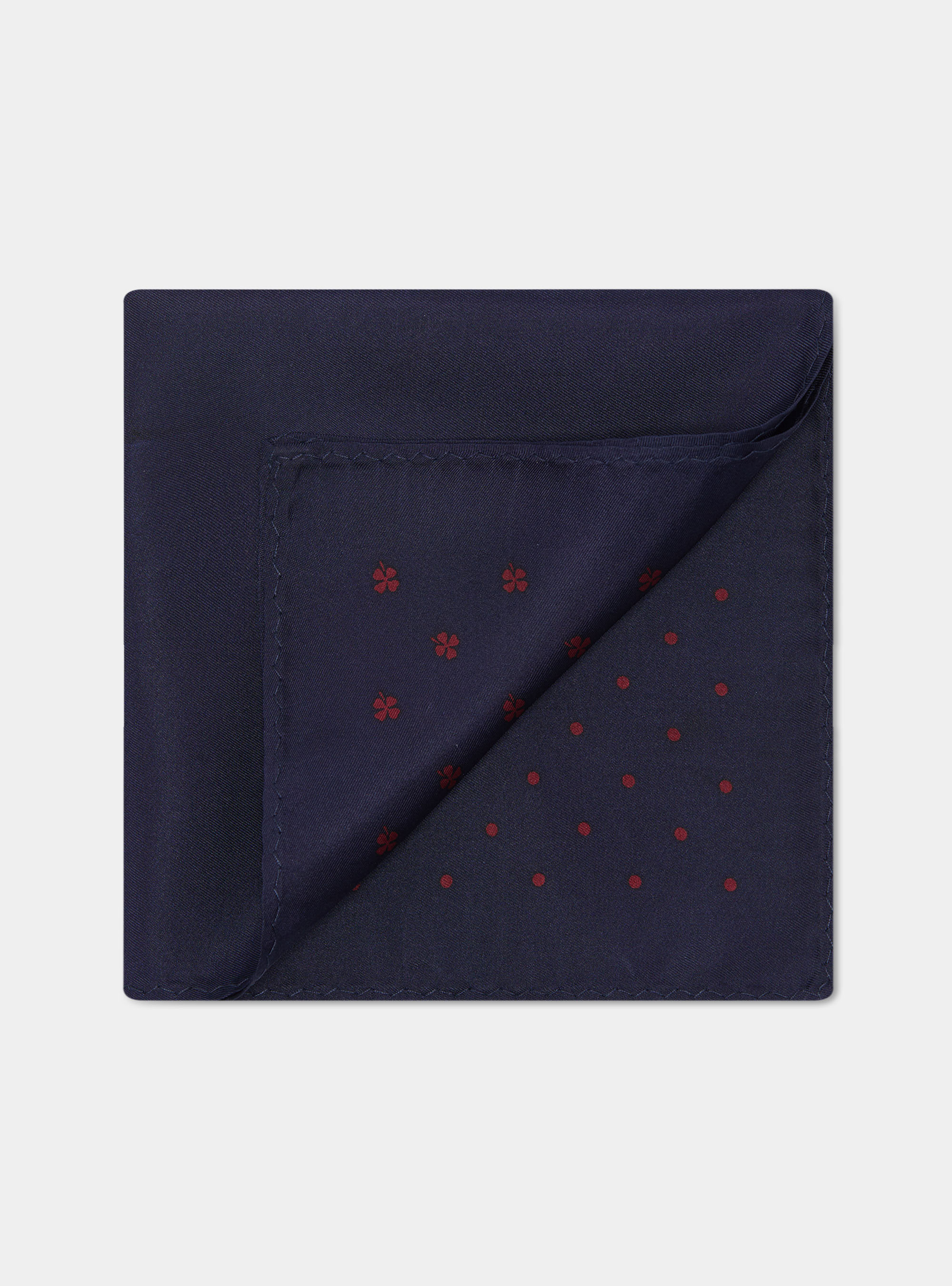 Printed patterned silk pocket square, BORDEAUX