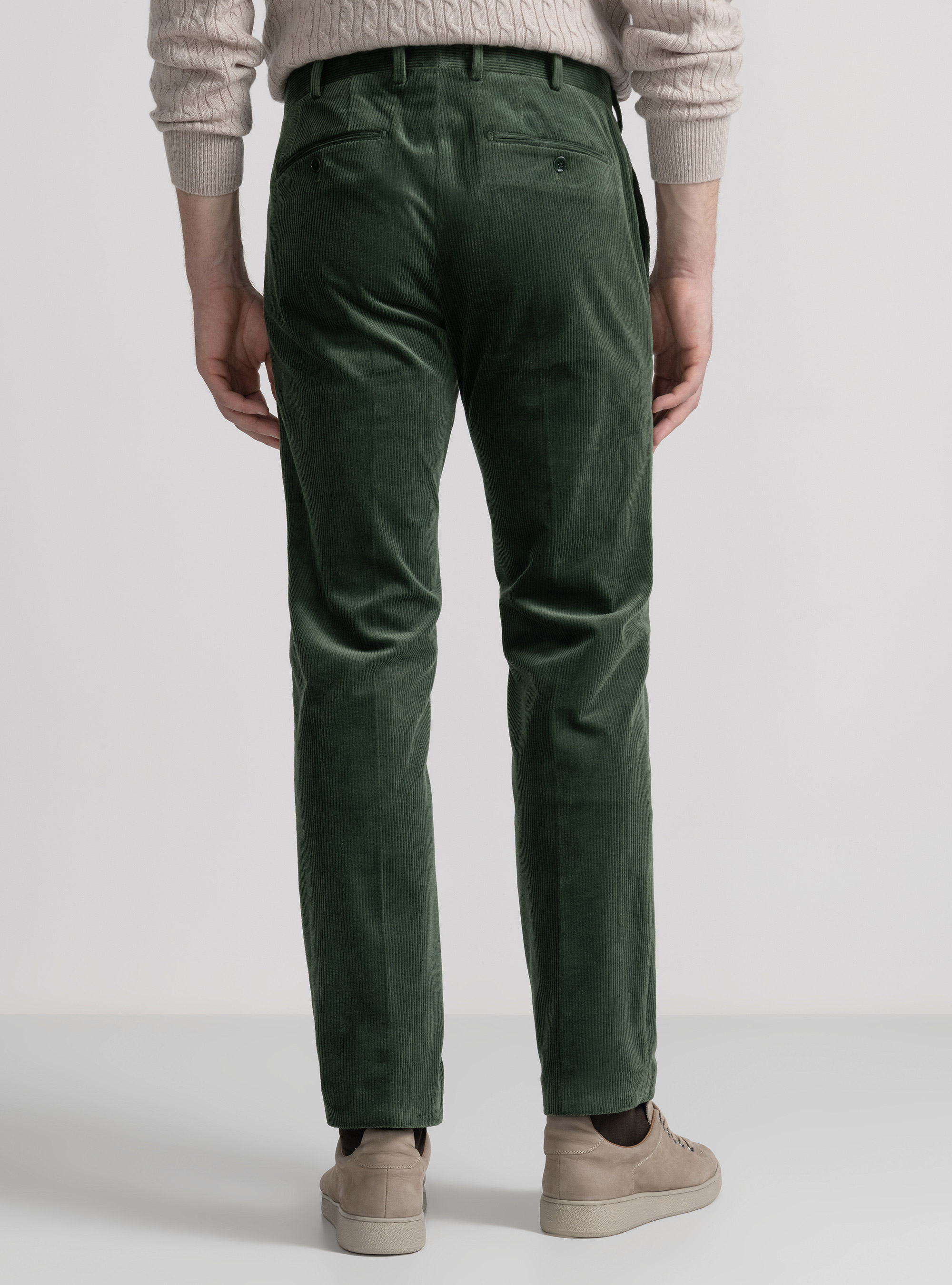 Pantaloni stretch in velluto Duca Visconti di Modrone, VERDE