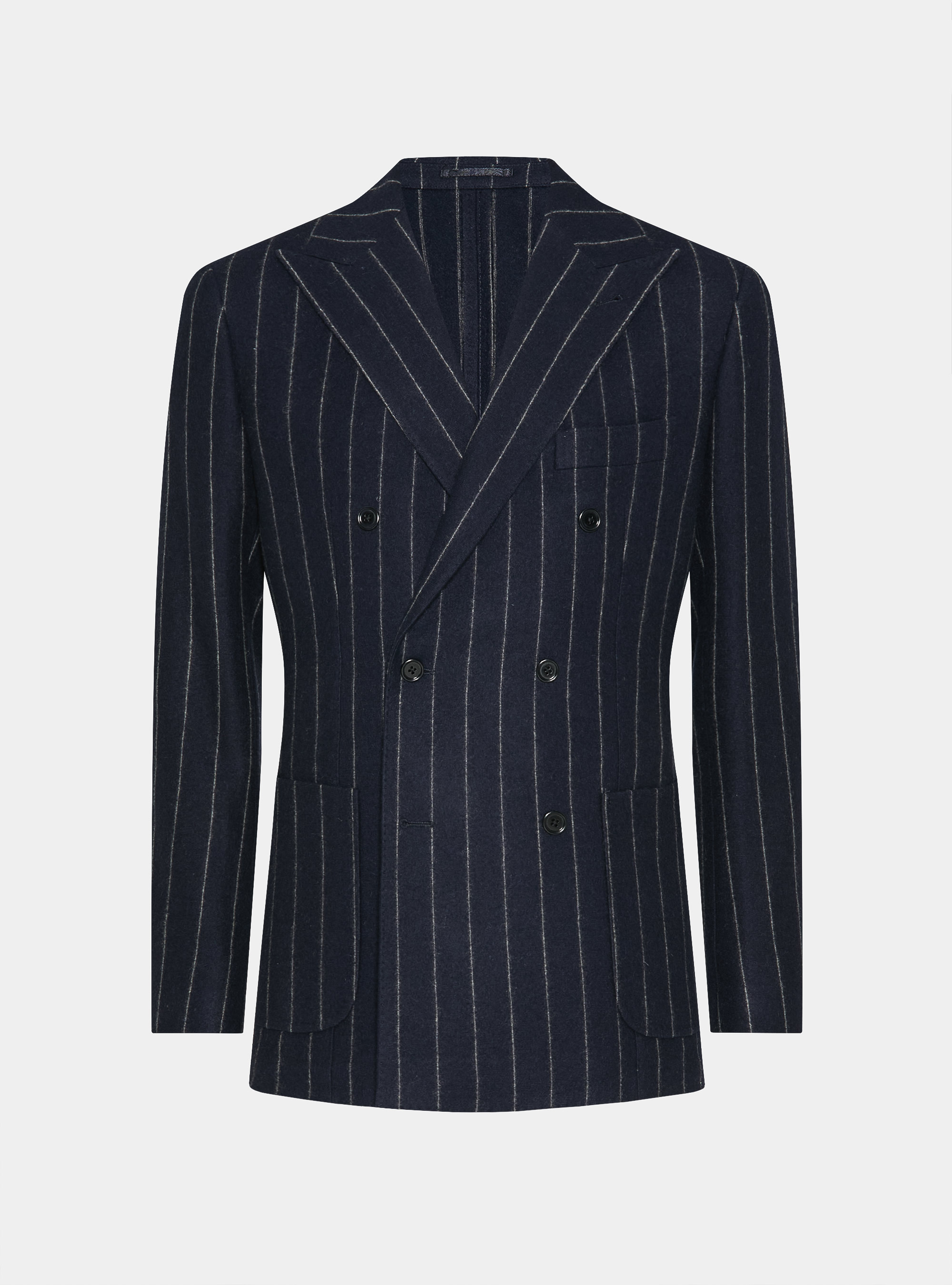 Pinstripe jersey double-breasted suit blazer, NAVY BLUE