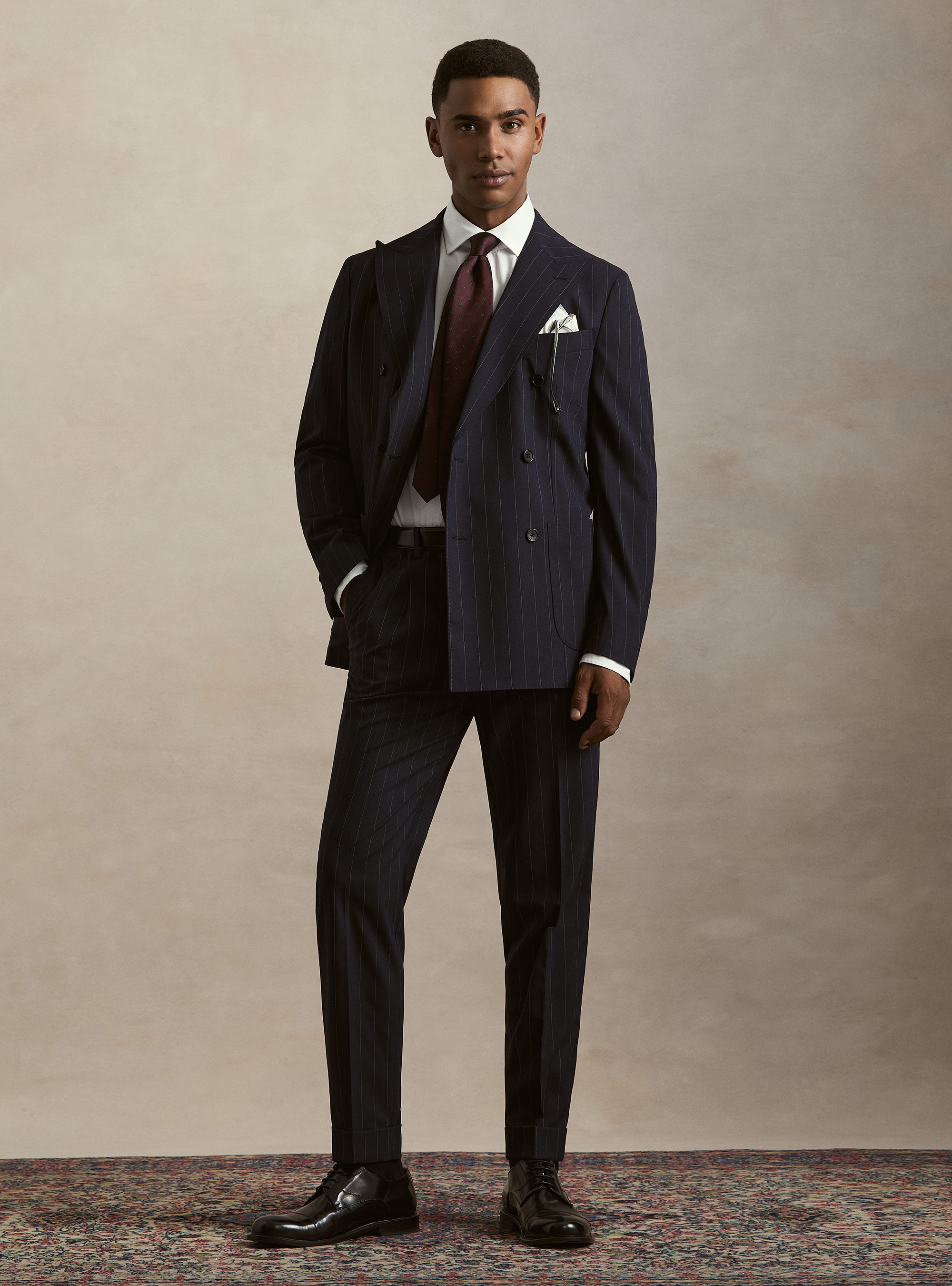 Abito doppiopetto gessato blu navy, 