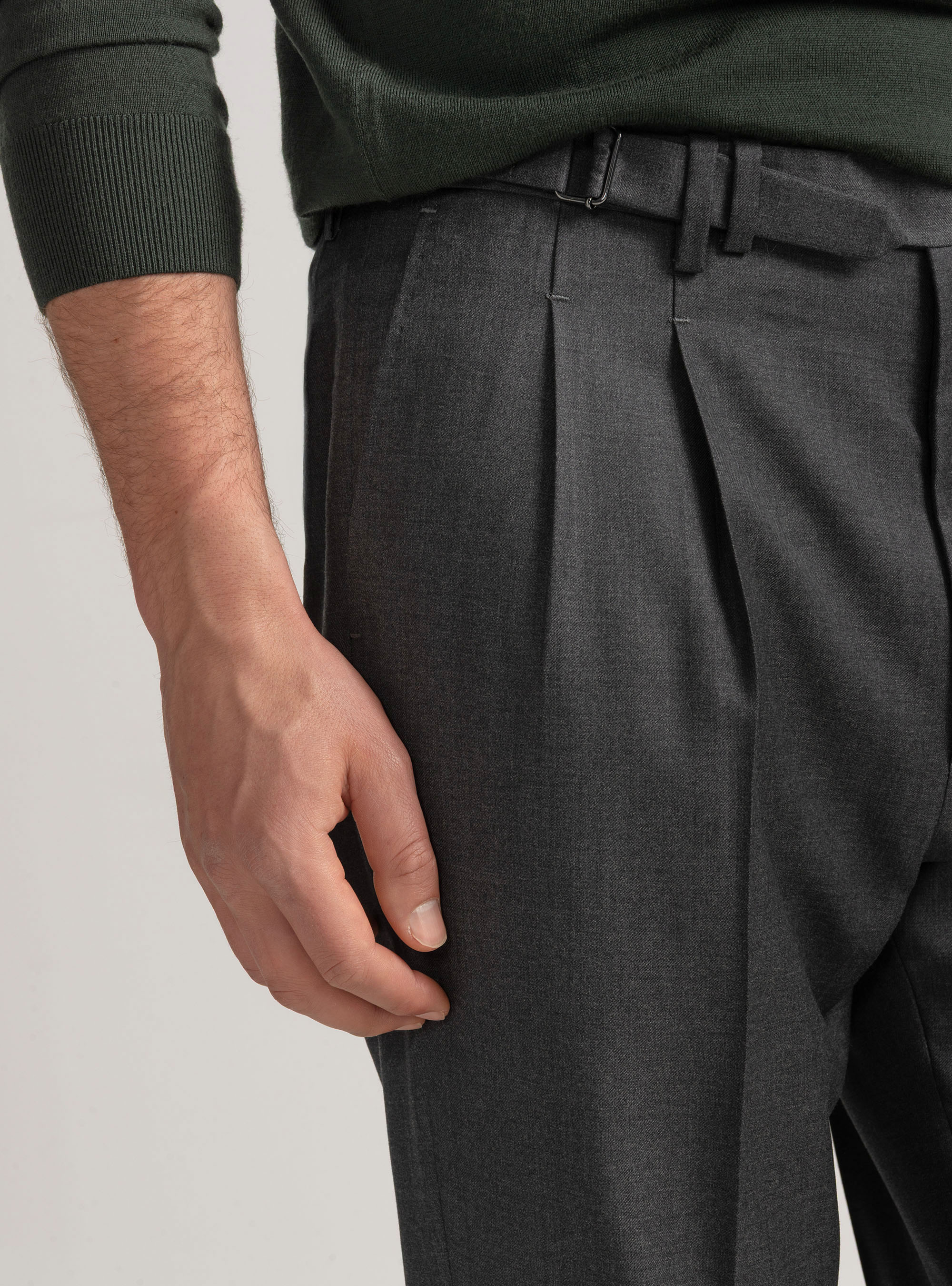 Vitale Barberis Canonico wool pleat trousers, ASPHALT GREY