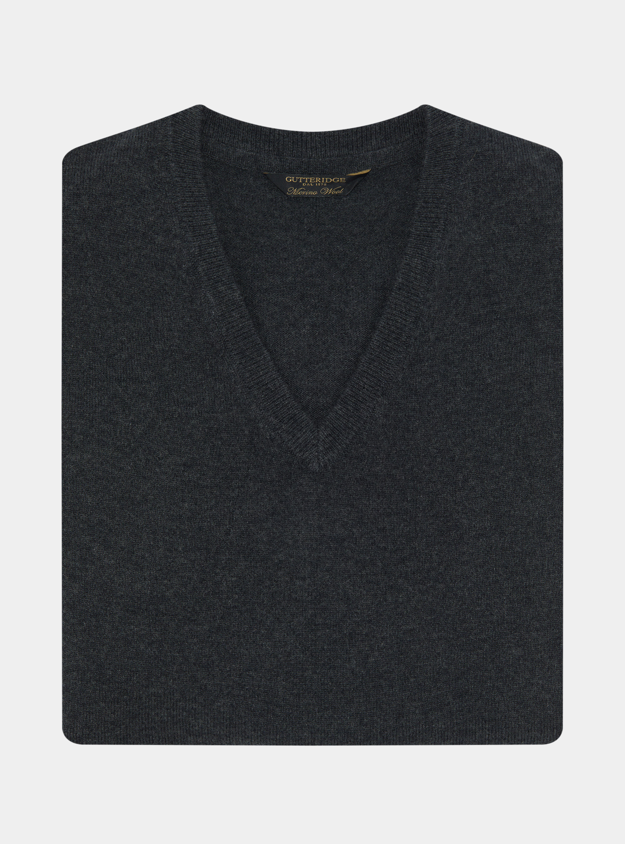 Maglia scollo a V in lana merino, ASFALTO