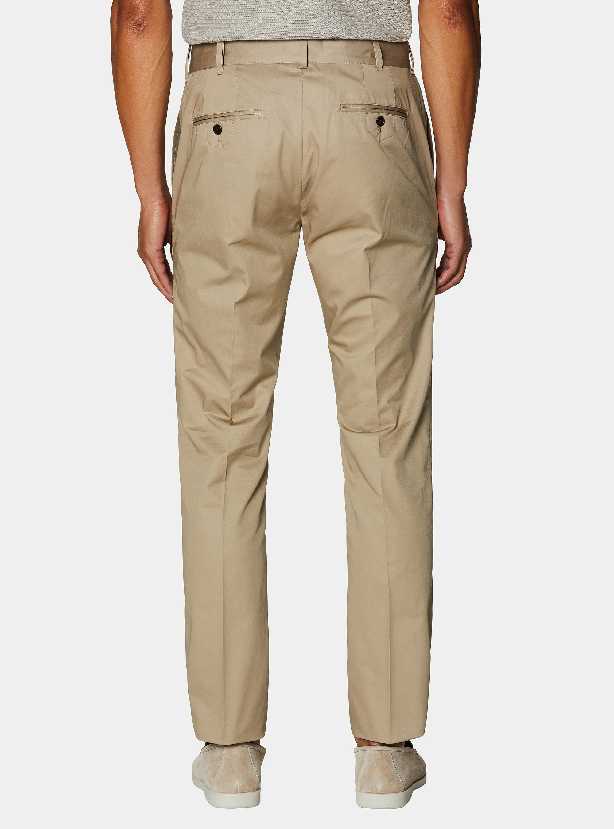 Pantalon chino slim en serg&eacute; l&eacute;ger, BOUE