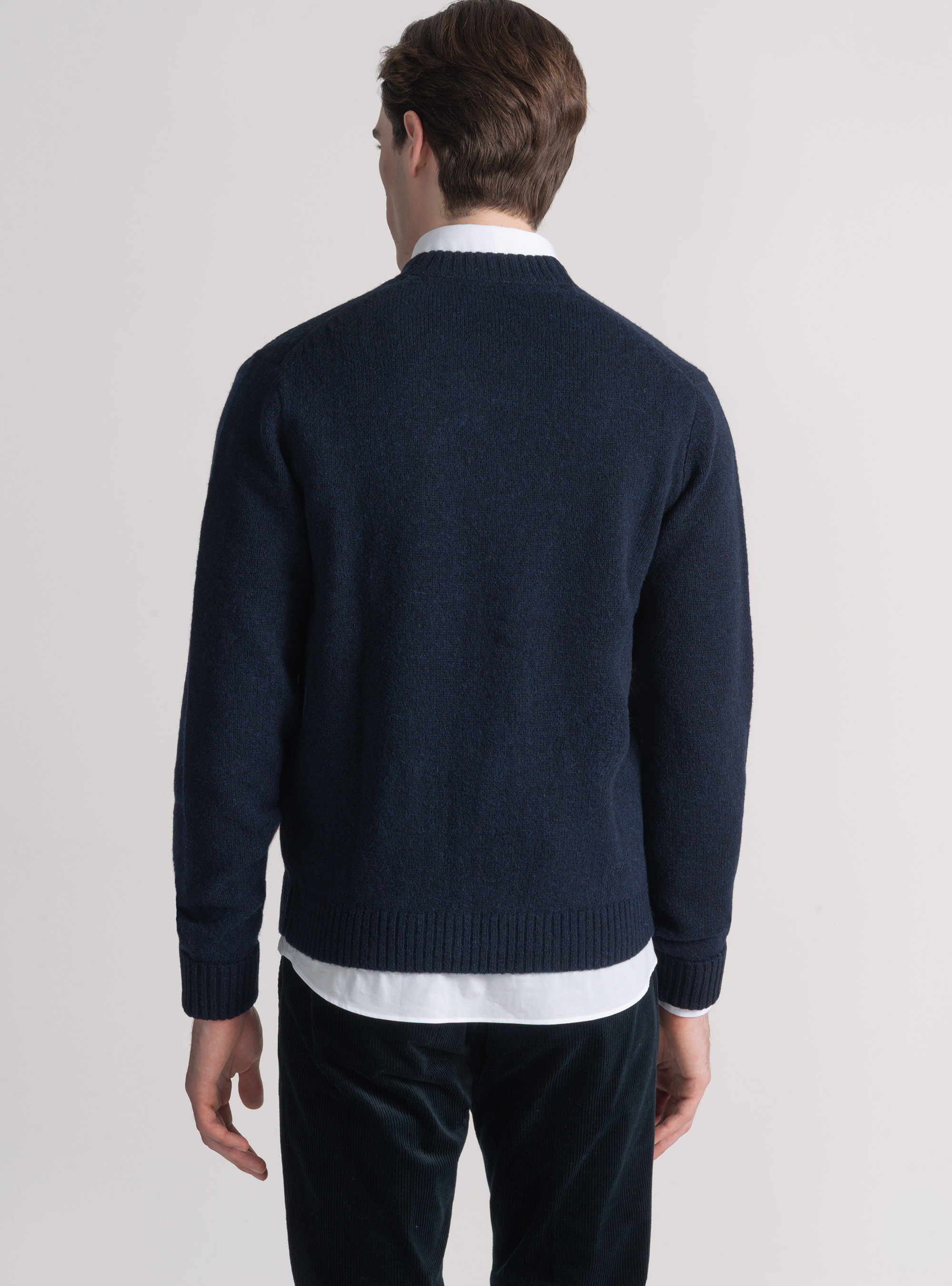 Cardigan in maglia di lana shetland, BLU NAVY