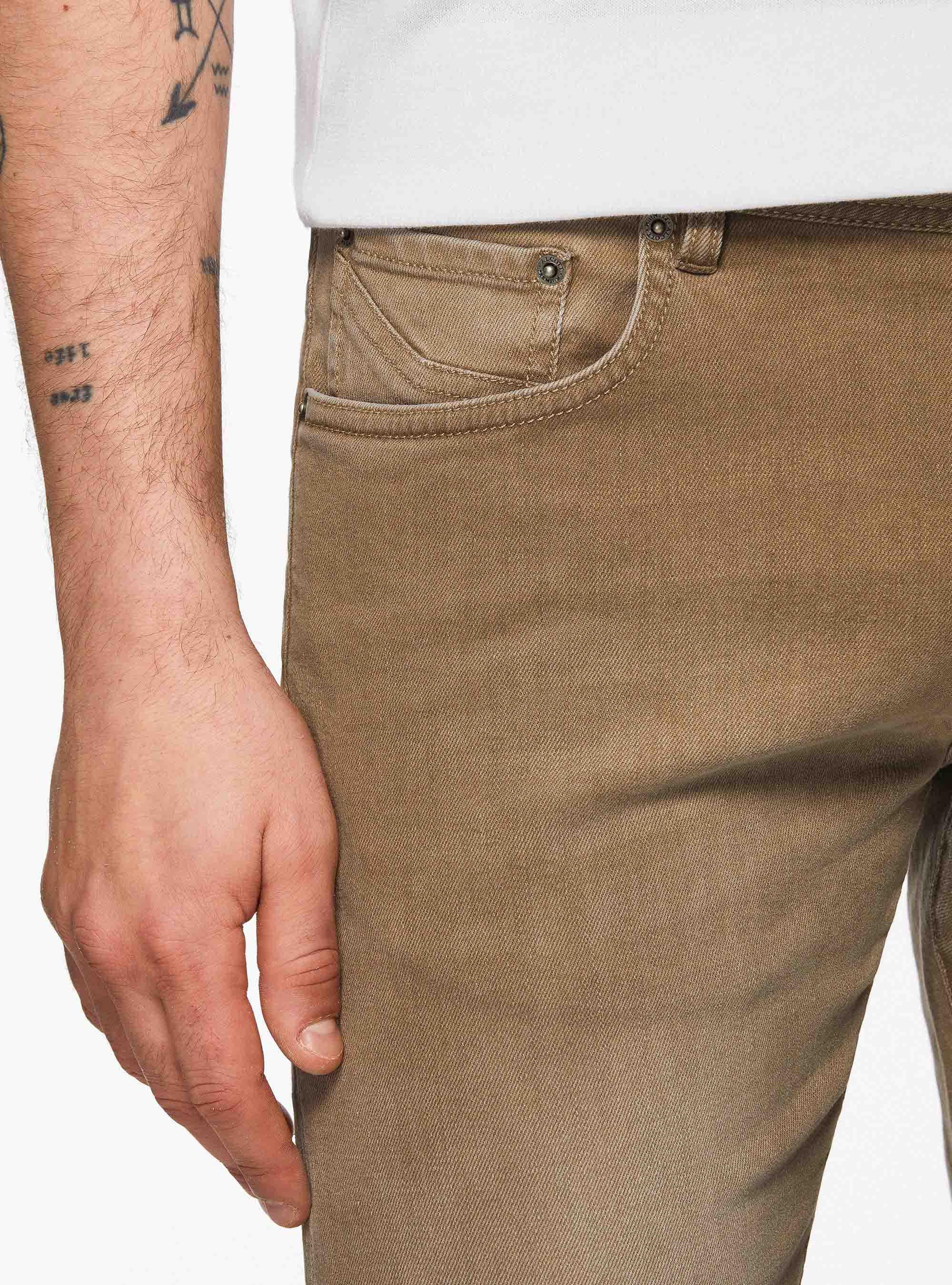 Pantaloni colorati in cotone stretch, SABBIA