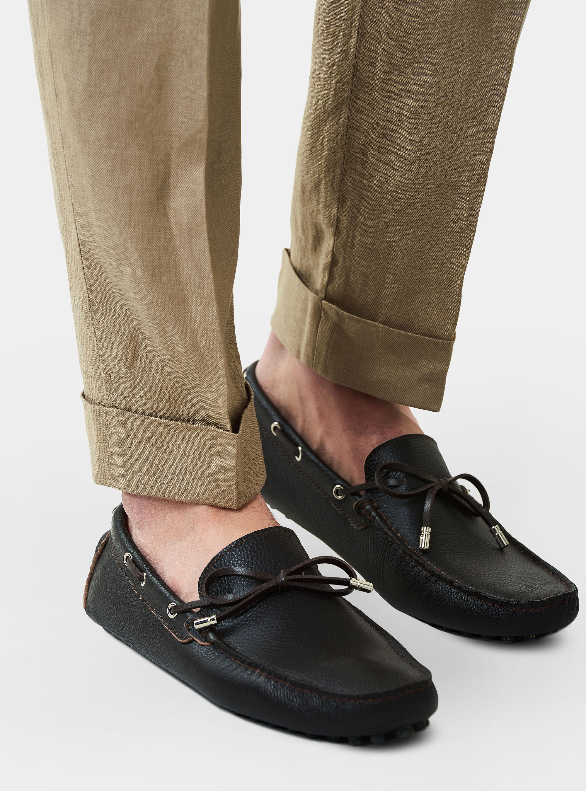 Linen trousers with double pleat, MUD