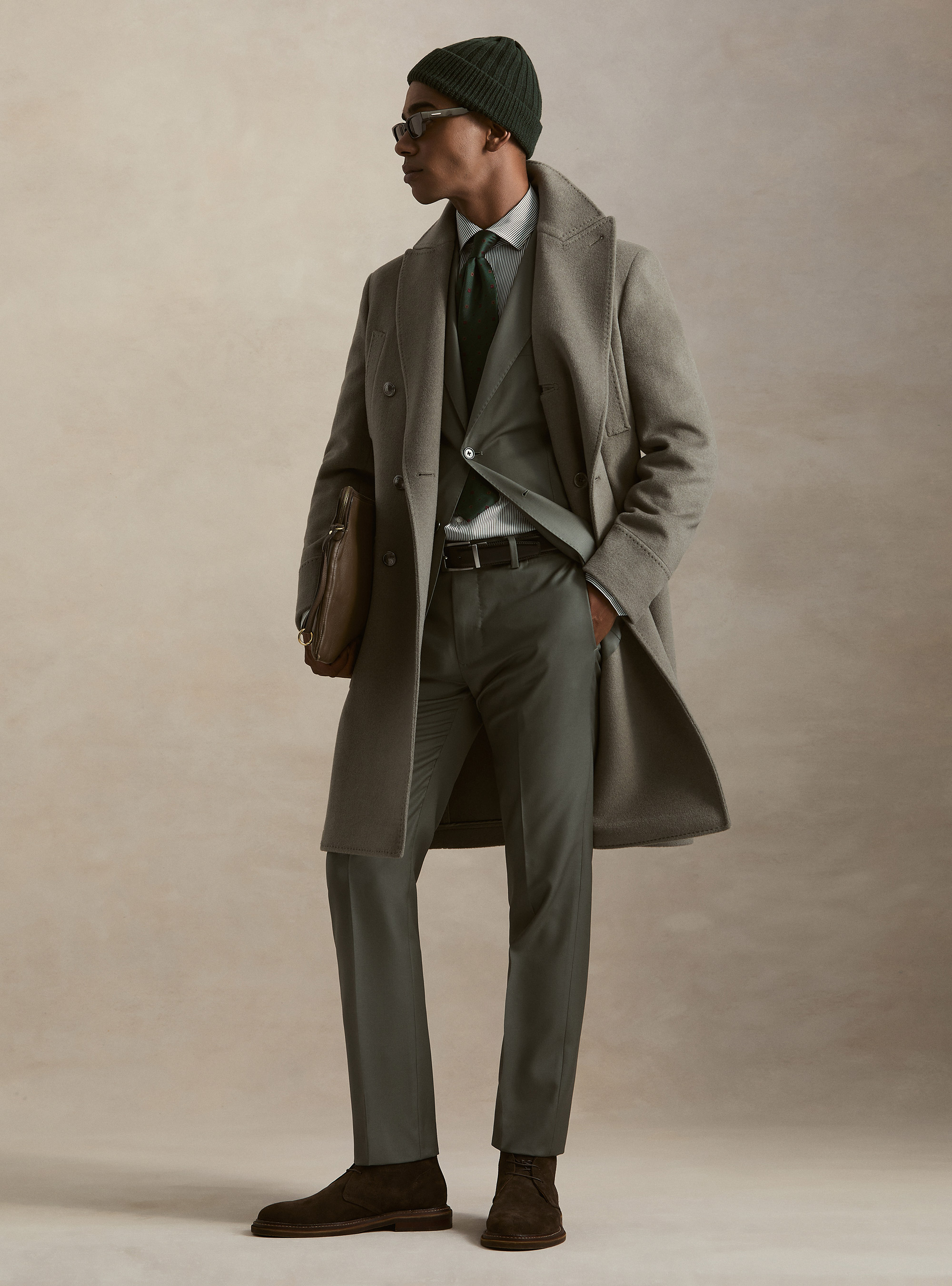 Cashmere wool double-breasted coat, SALVIA 0602C