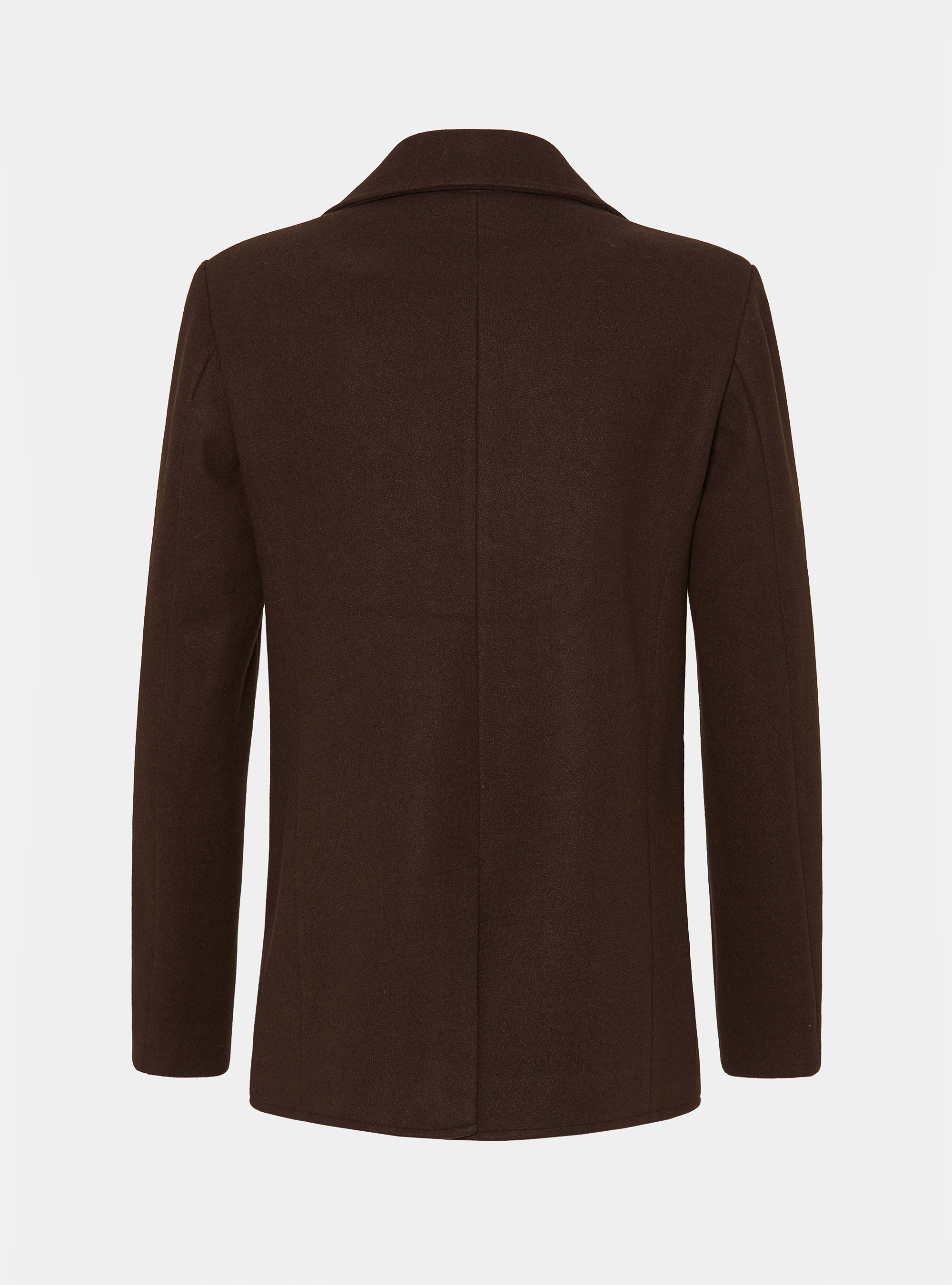 Solid-coloured peacoat, BROWN