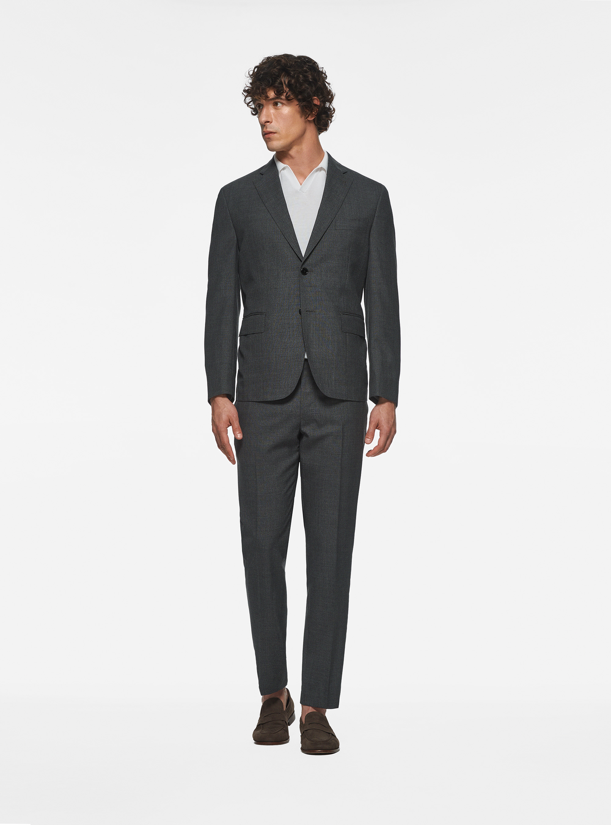 Drop 4 trousers in pure wool, ASFALTO 0112C