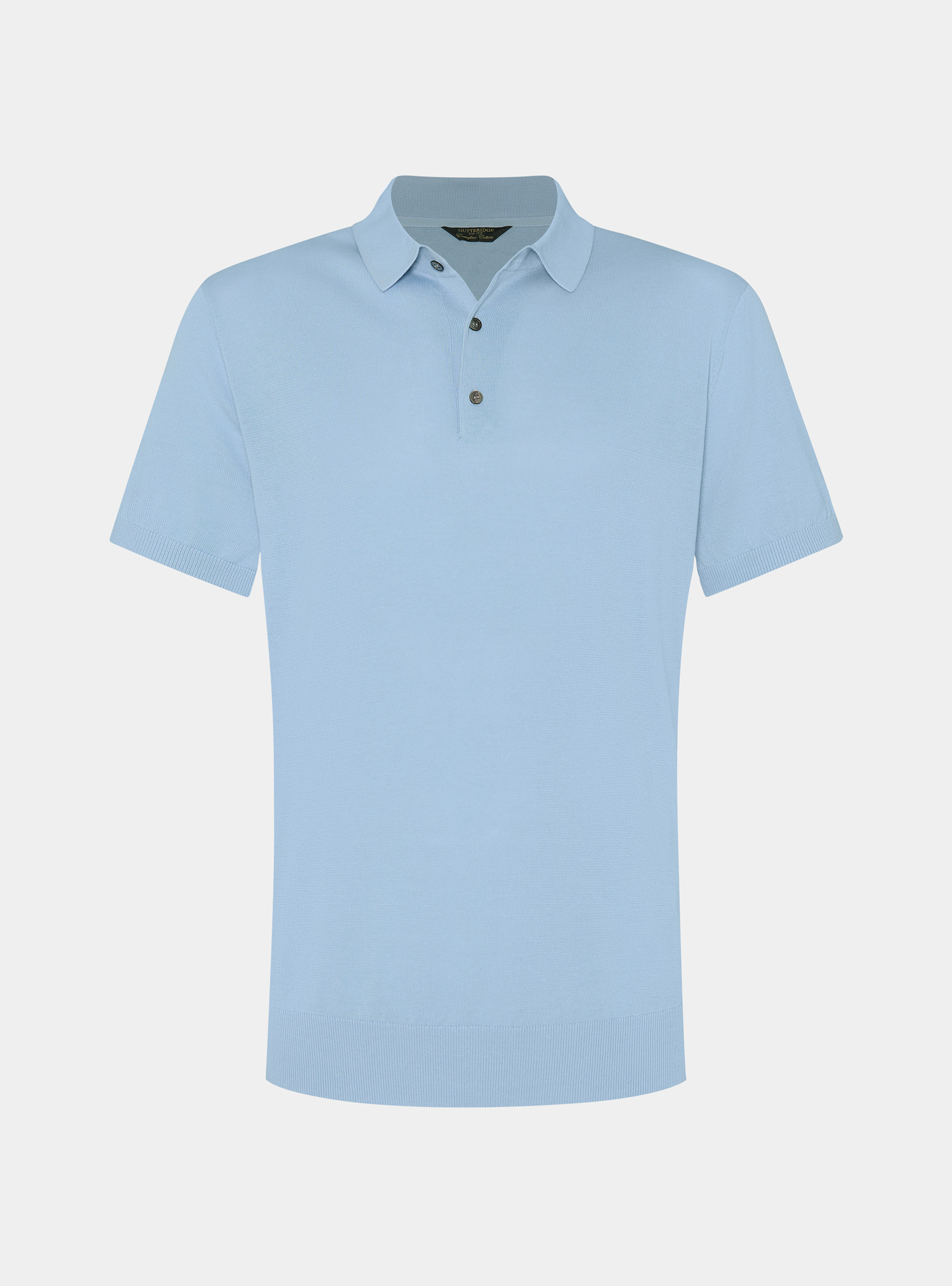 Extra-fine cotton knit polo shirt, 0266C AZZURRO