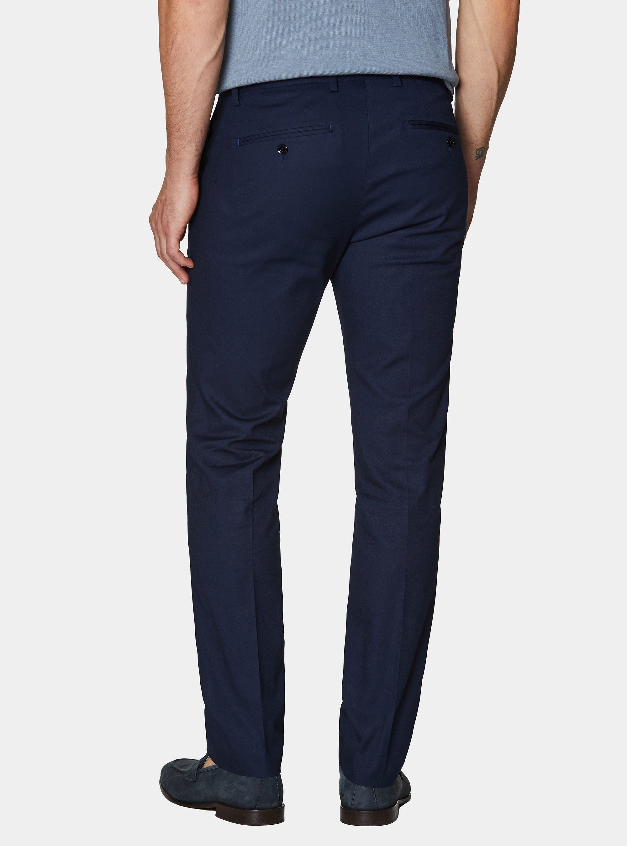 Pantaloni abito in cotone, BLU NAVY