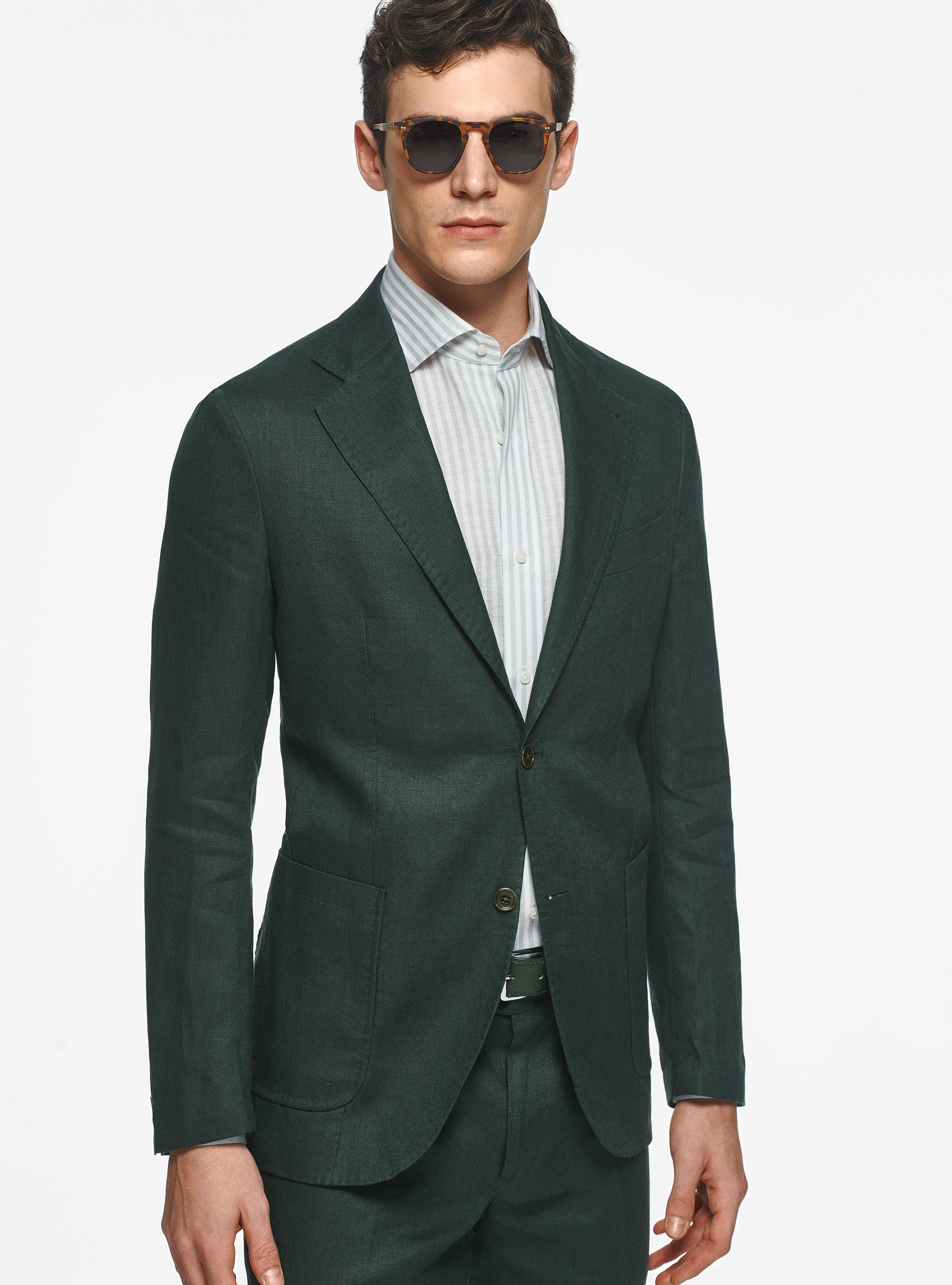Veste en pur lin, VERT