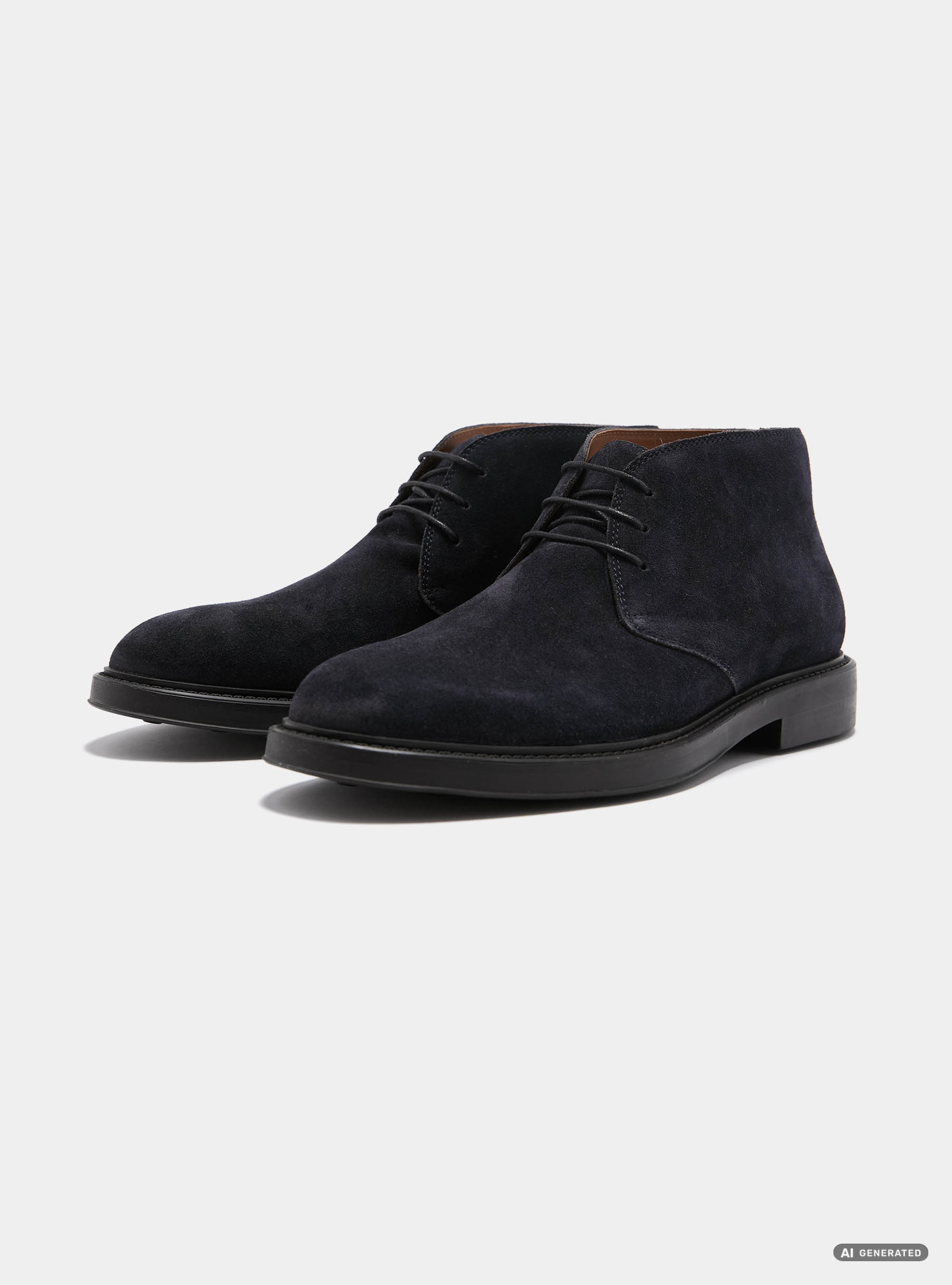 Suede Chukka boots with rubber sole, NAVY BLUE