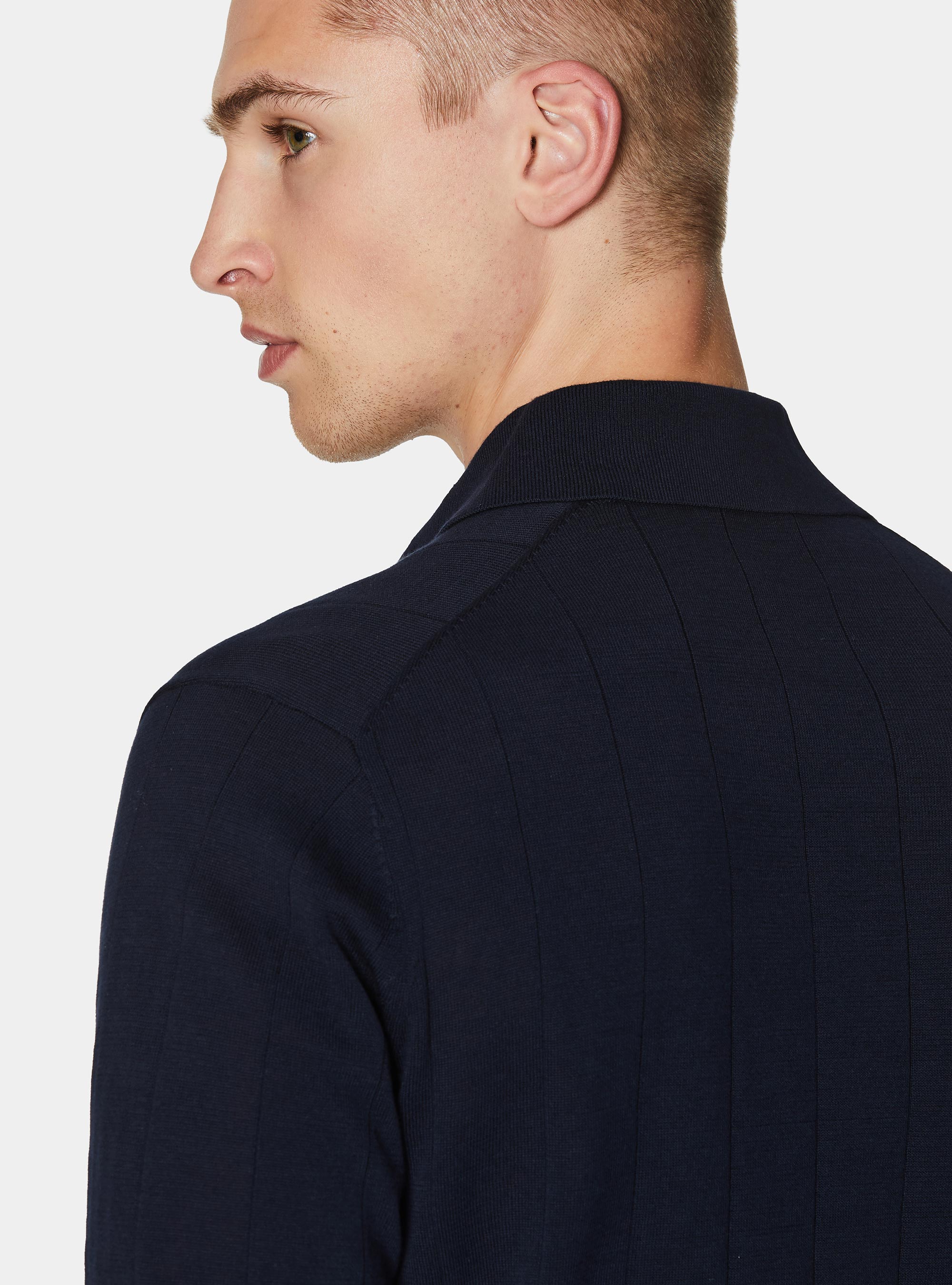 Polo in maglia manica lunga, BLU NAVY