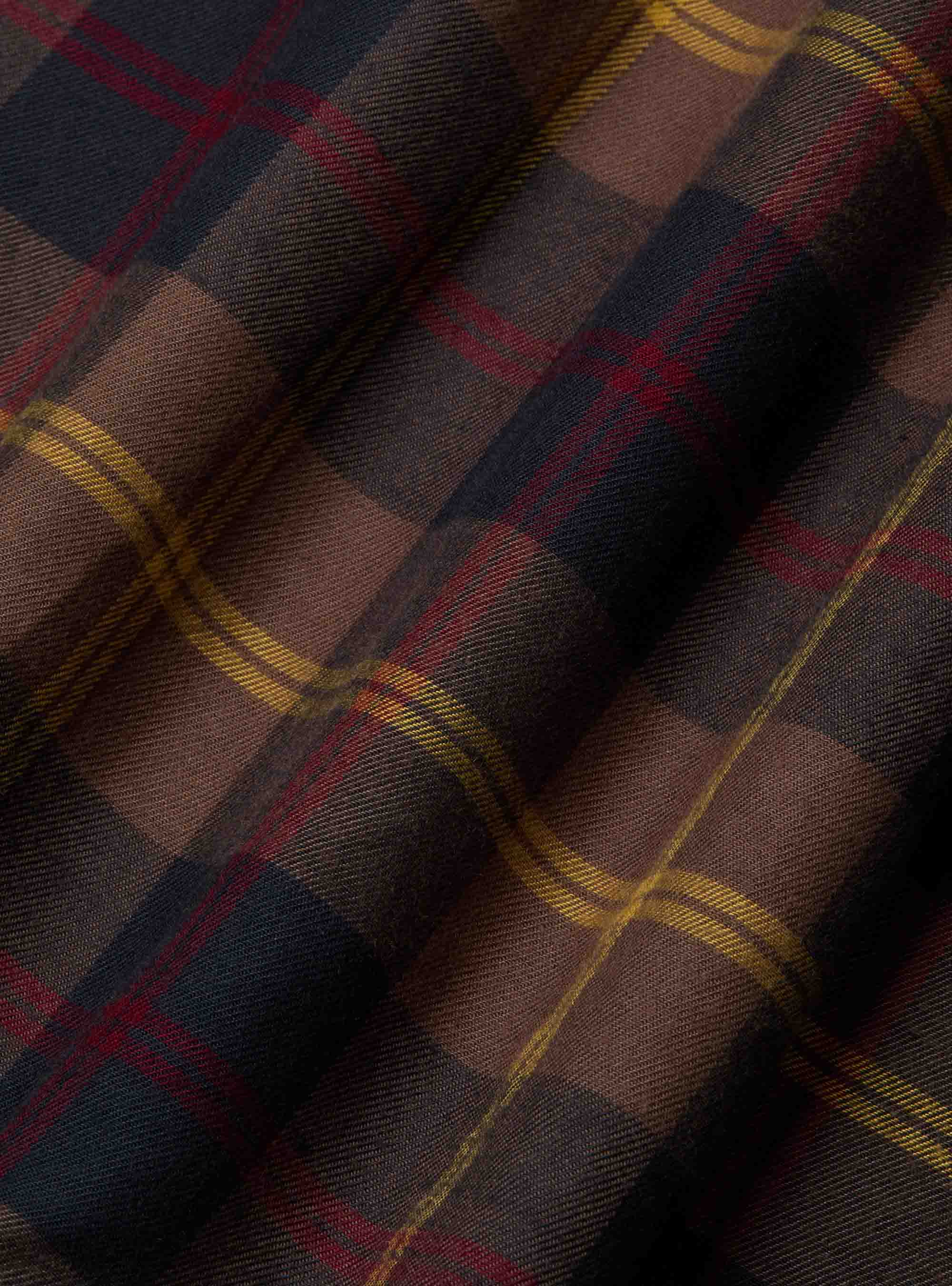 Camicia relaxed fit in misto cotone a quadri, MARRONE