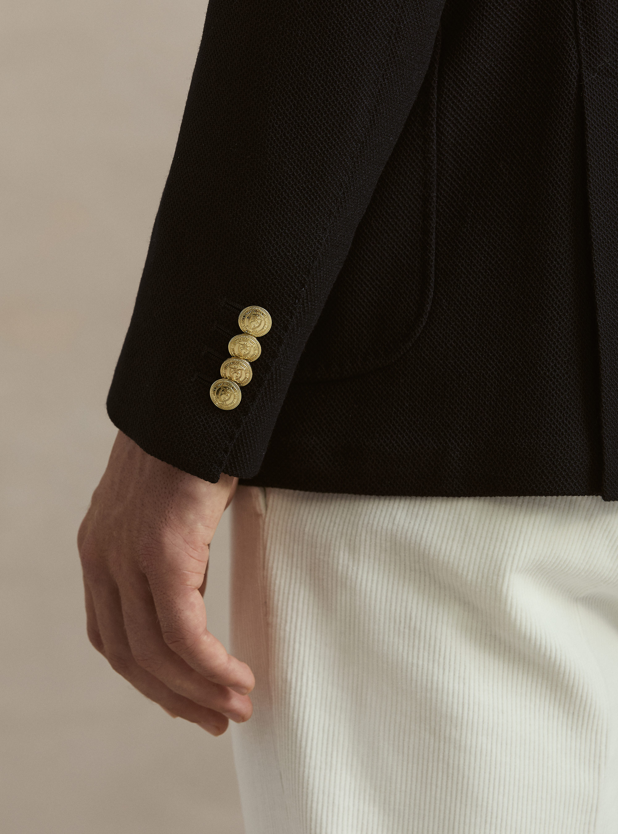 Double-Breasted Stretch Wool Jersey Blazer, NAVY BLUE