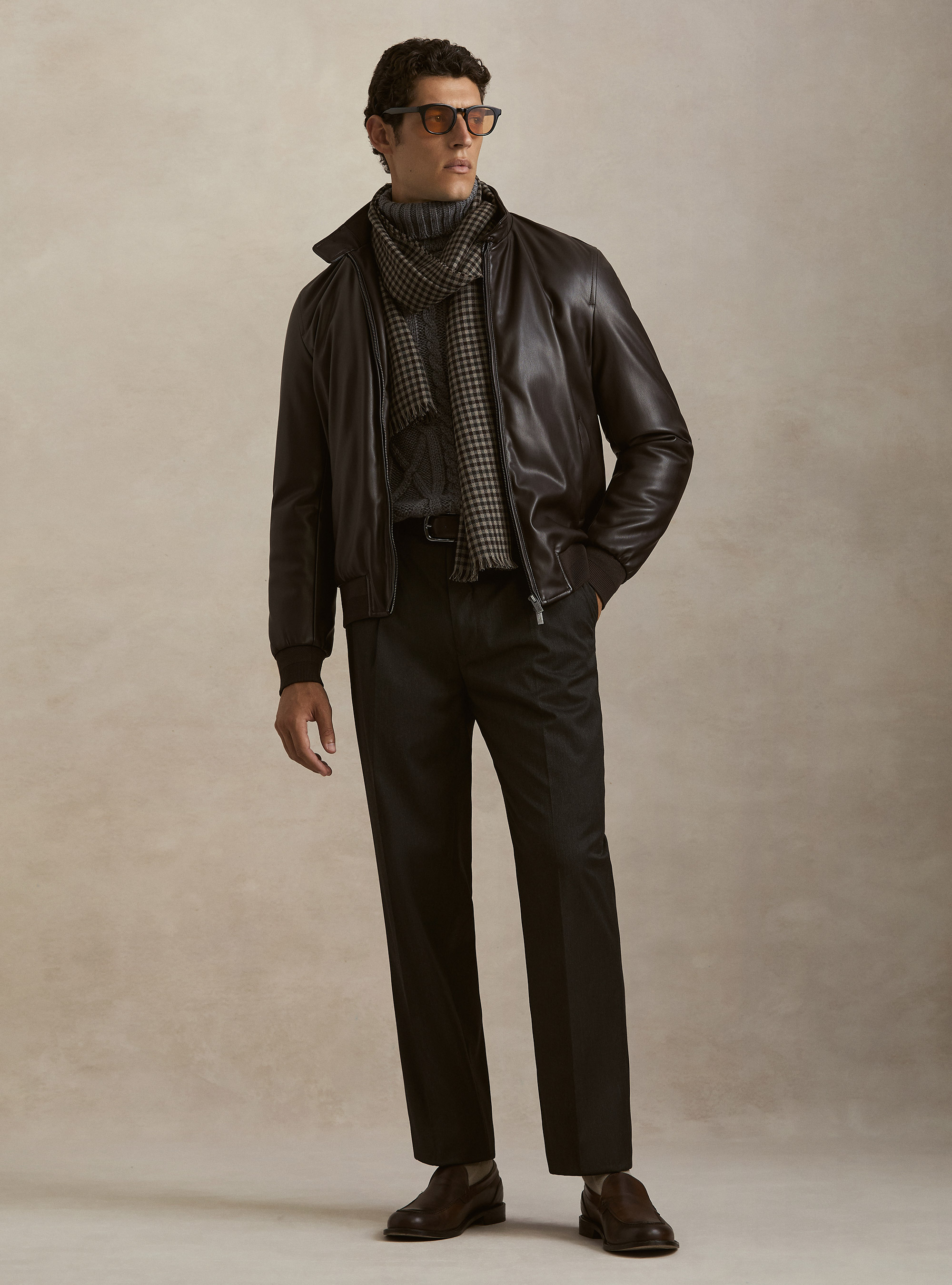 Faux leather jacket, BROWN