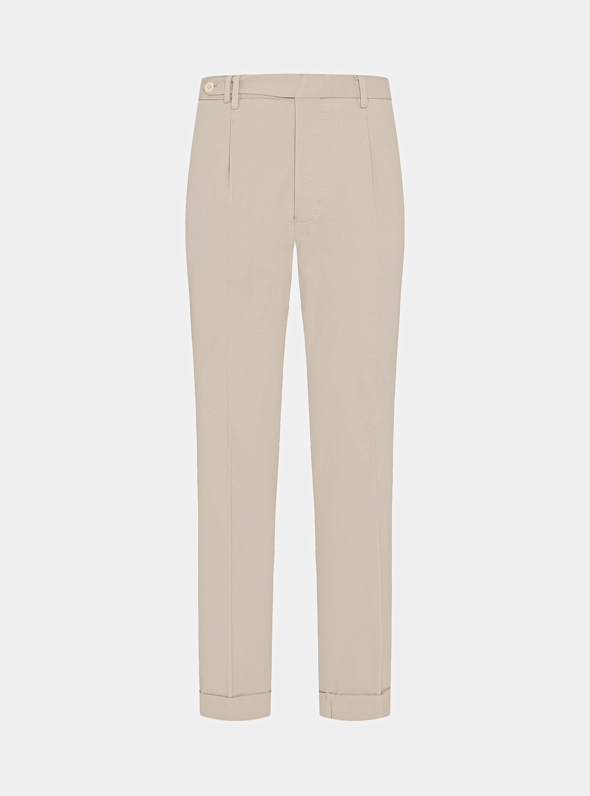 Pantalon &agrave; pinces en coton et cachemire, &Atilde; CRU