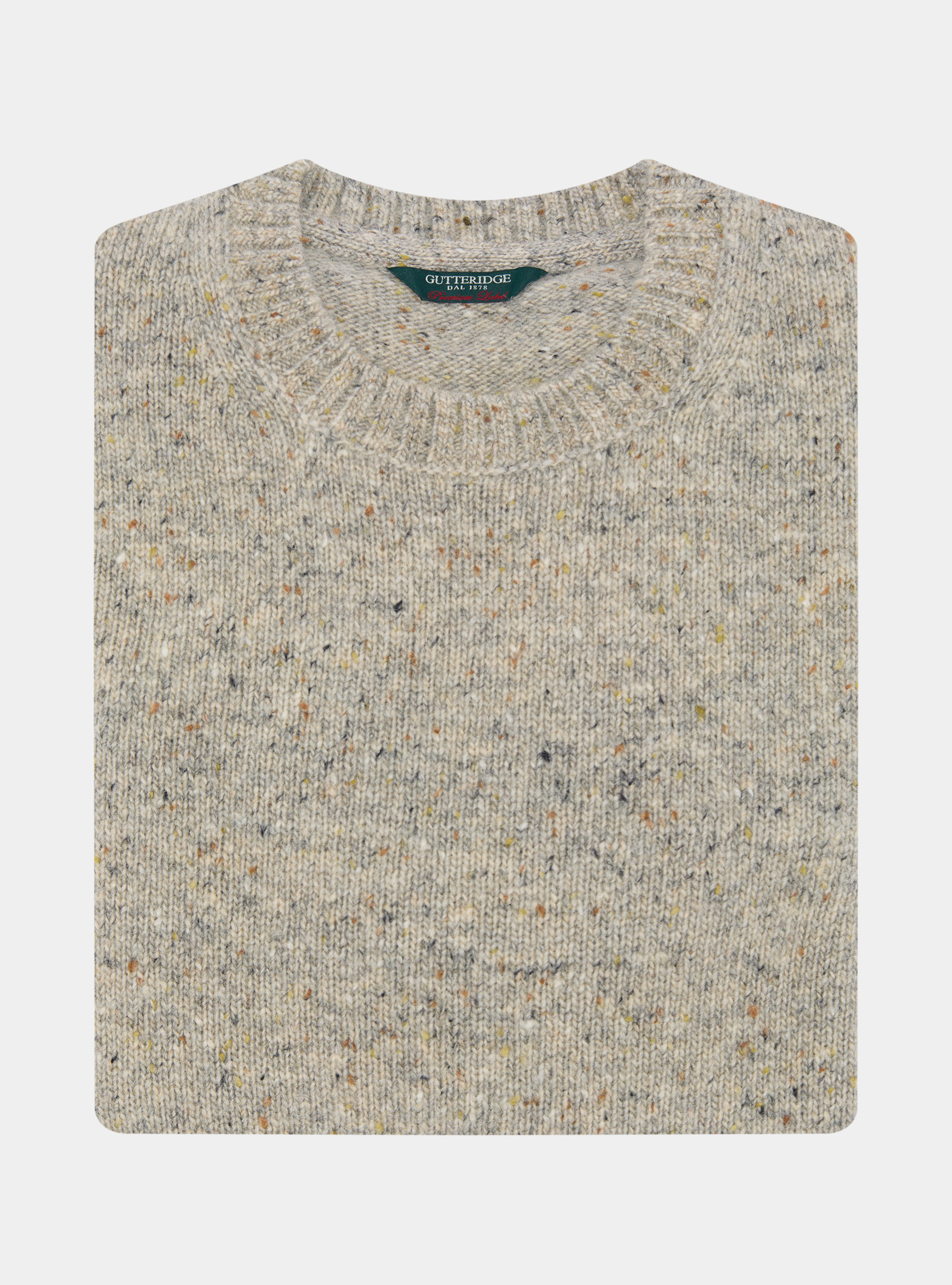 Crew-neck sweater in wool blend, LIGHT GREY MELANGE
