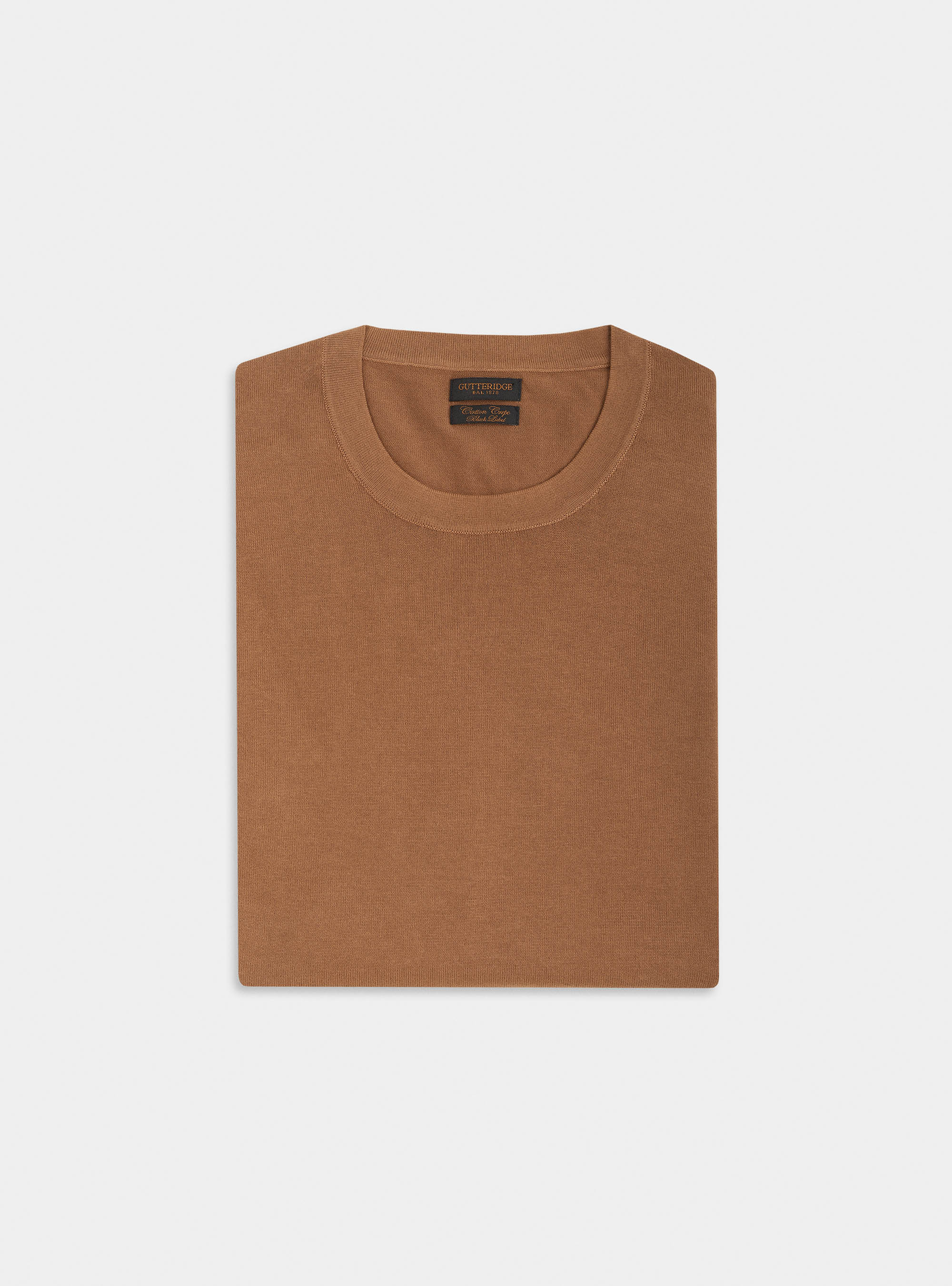 Jersey de crep&eacute; de algod&oacute;n con cuello redondo, TORTORA 0542C