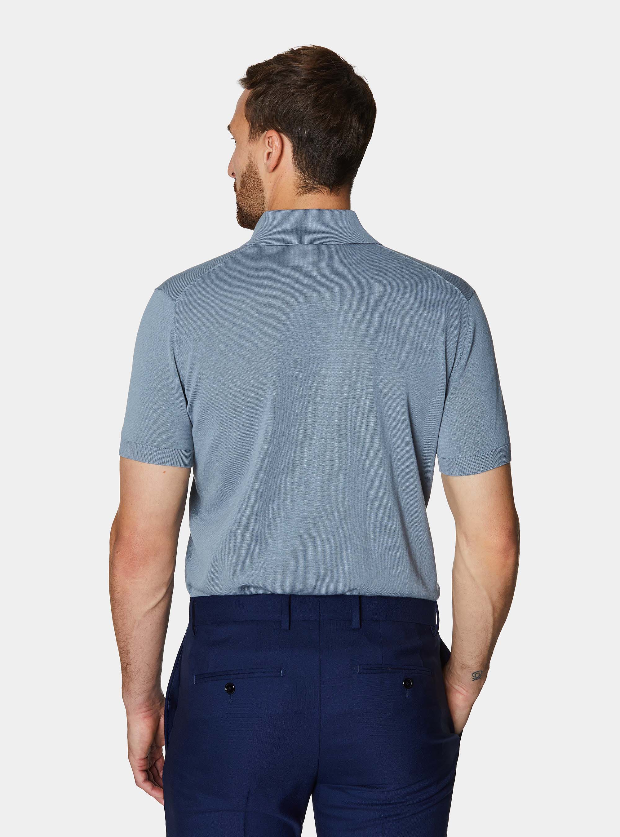 Extra-fine cotton knit polo shirt, AVIO 0292C