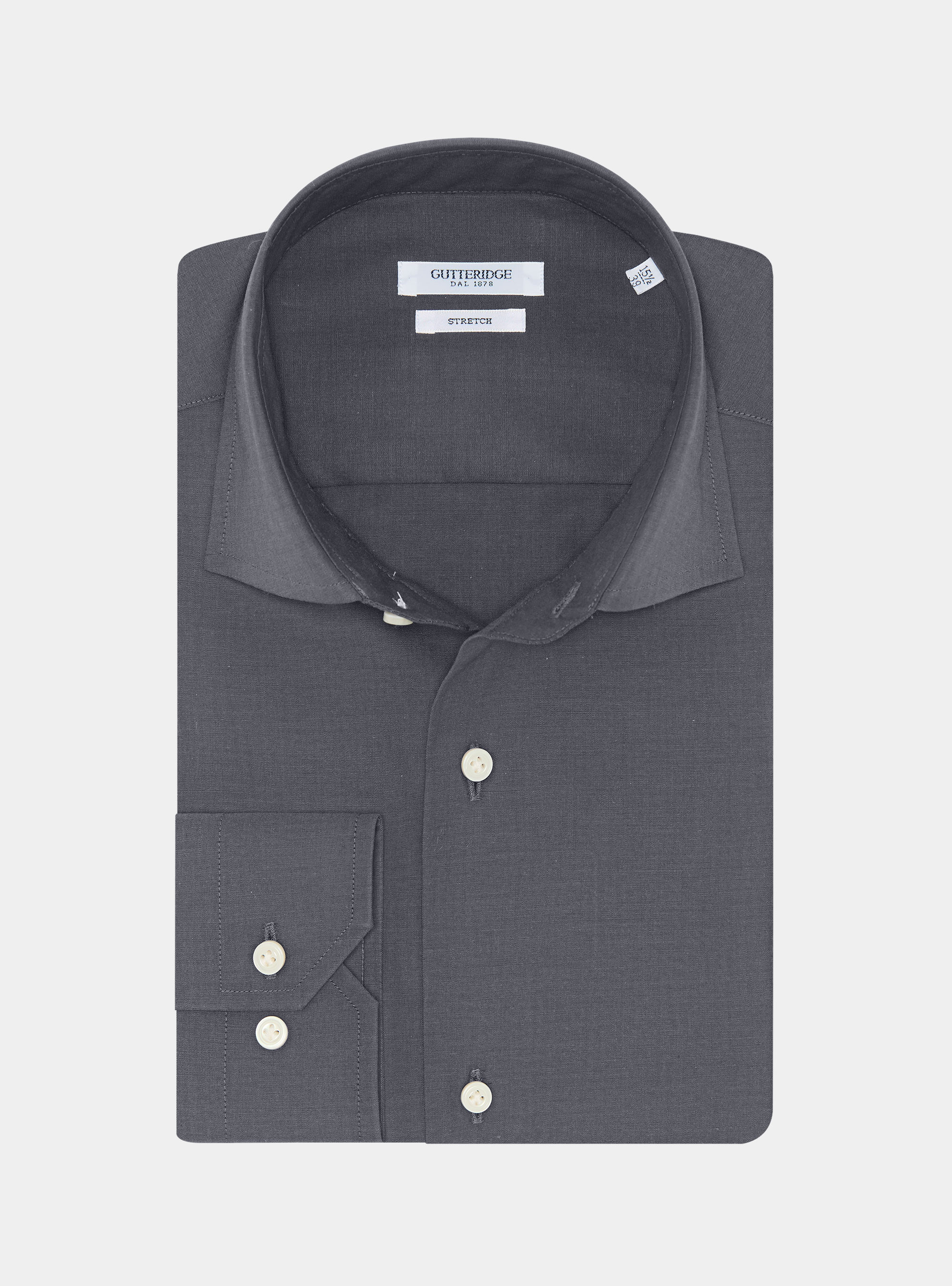 Camicia in cotone popeline stretch, GRIGIO CHIARO
