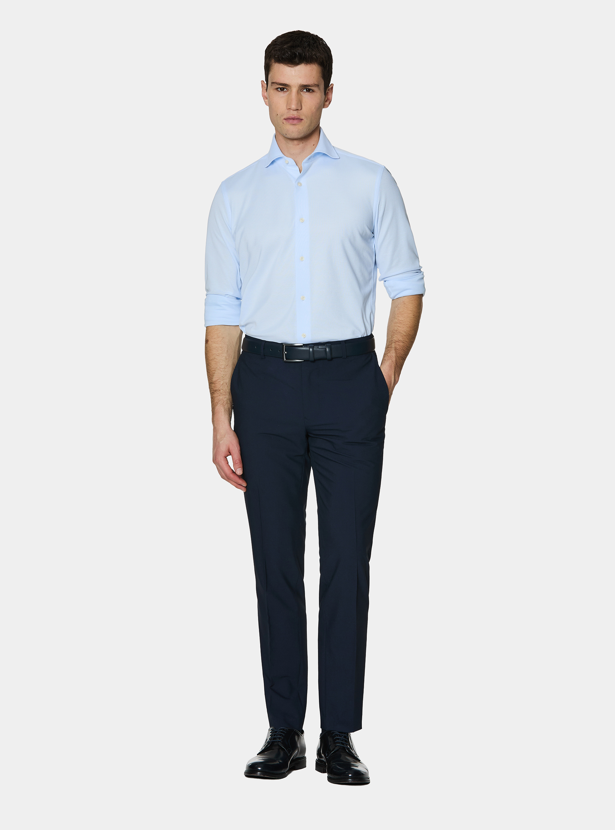Camicia a polo GT01 in misto cotone piquet, AZZURRO