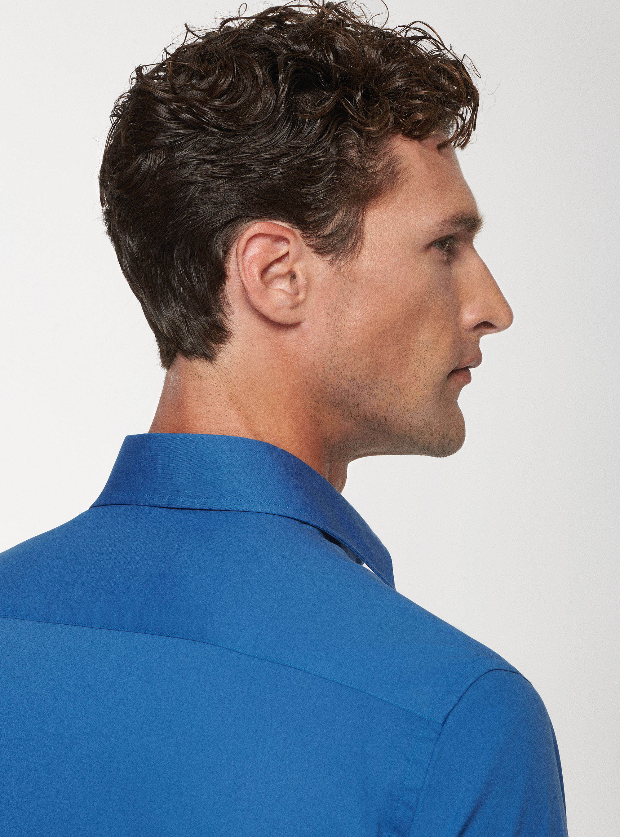 Stretch poplin shirt, 0226C CERULEO