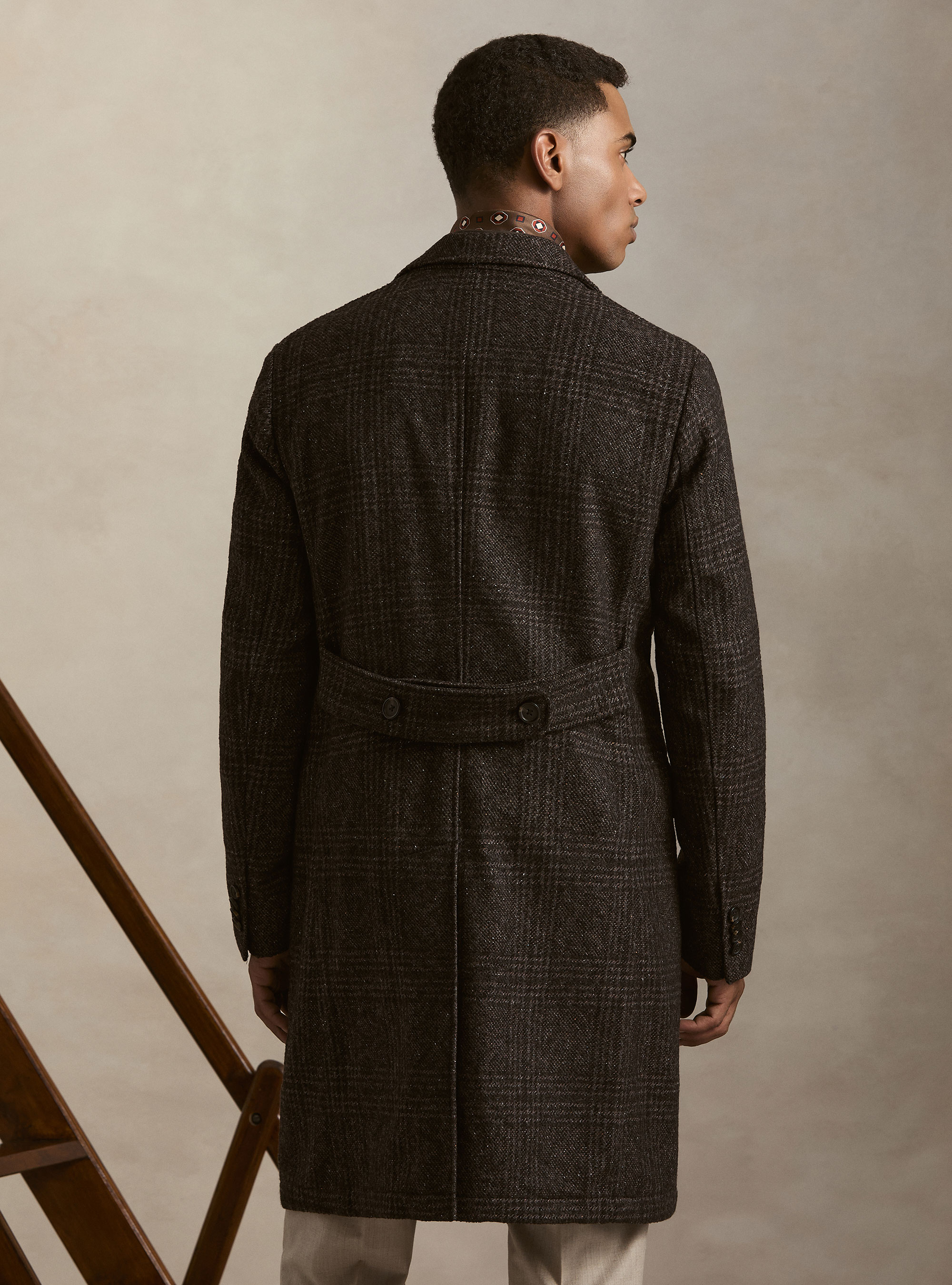 Fancy double-breasted coat in cashmere blend, BROWN