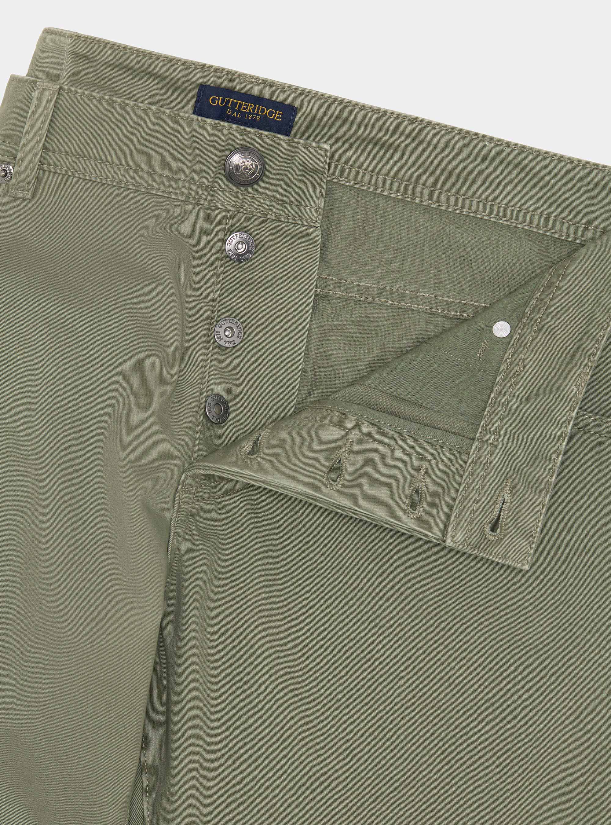 Pantalones slim fit de sarga de algod&oacute;n, SALVIA 0602C