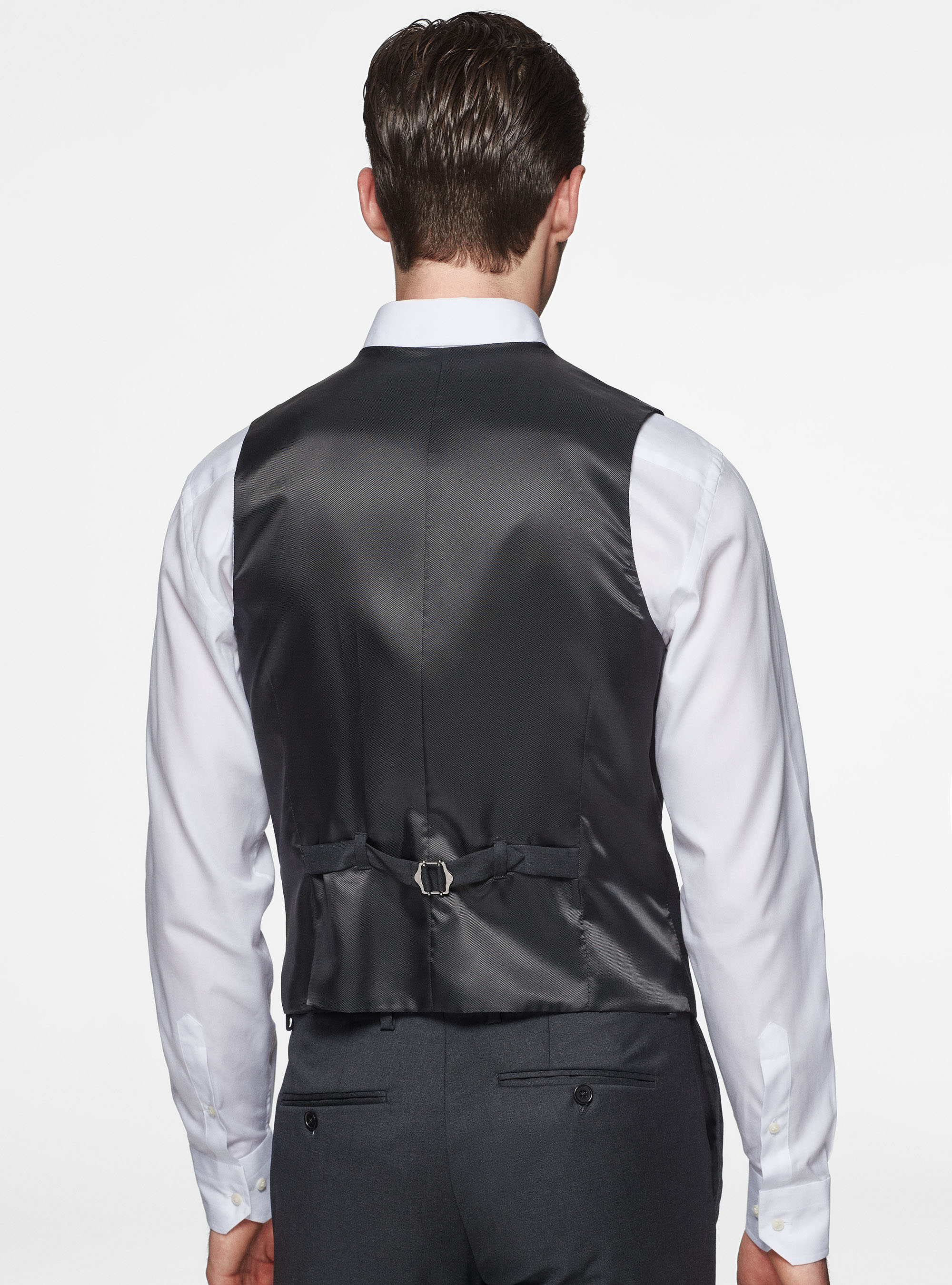 Reda 110's Superfine Wool Vest, ASPHALT GREY