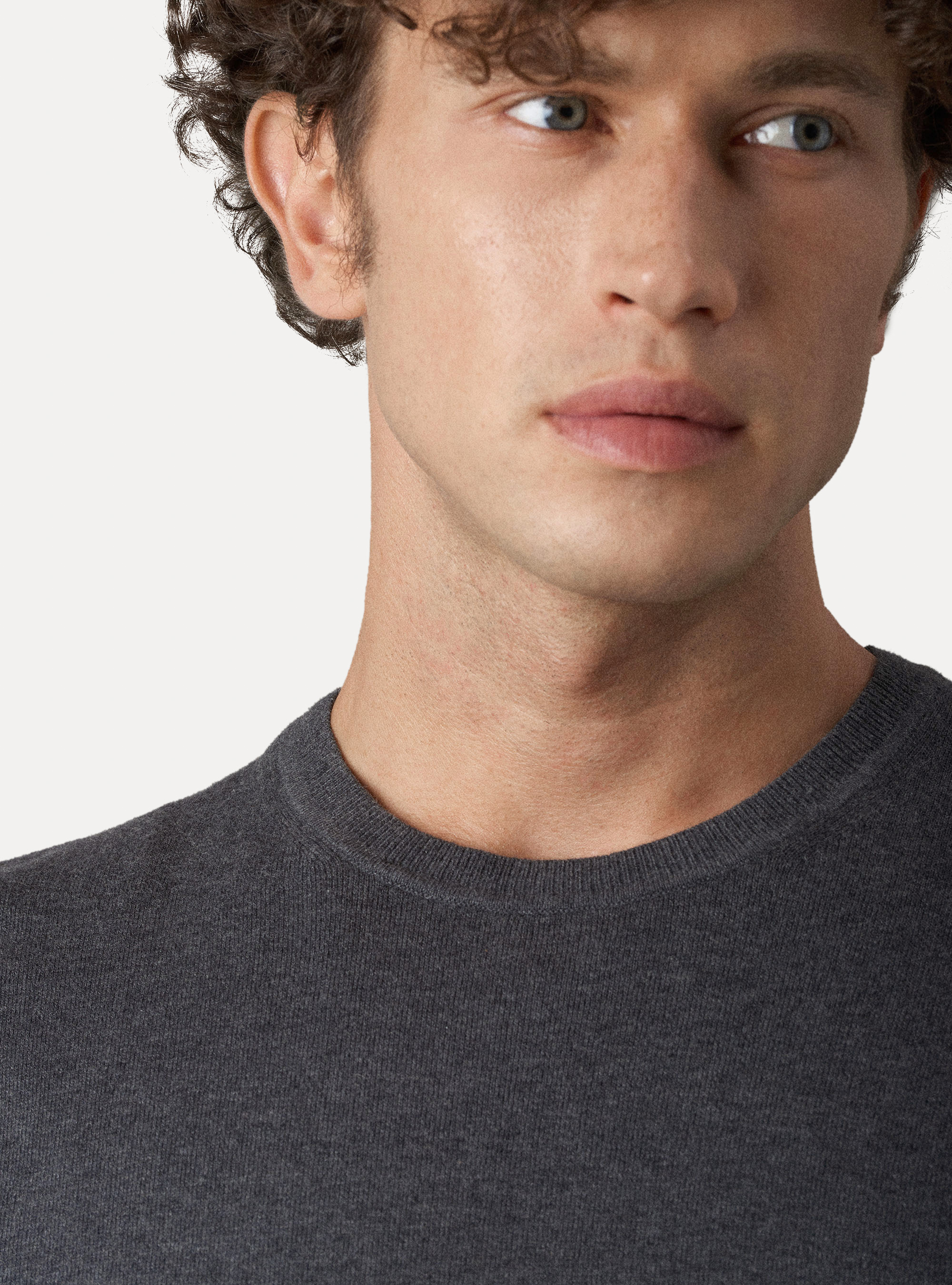 Cotton silk and cashmere crew-neck sweater, ASPHALT GREY