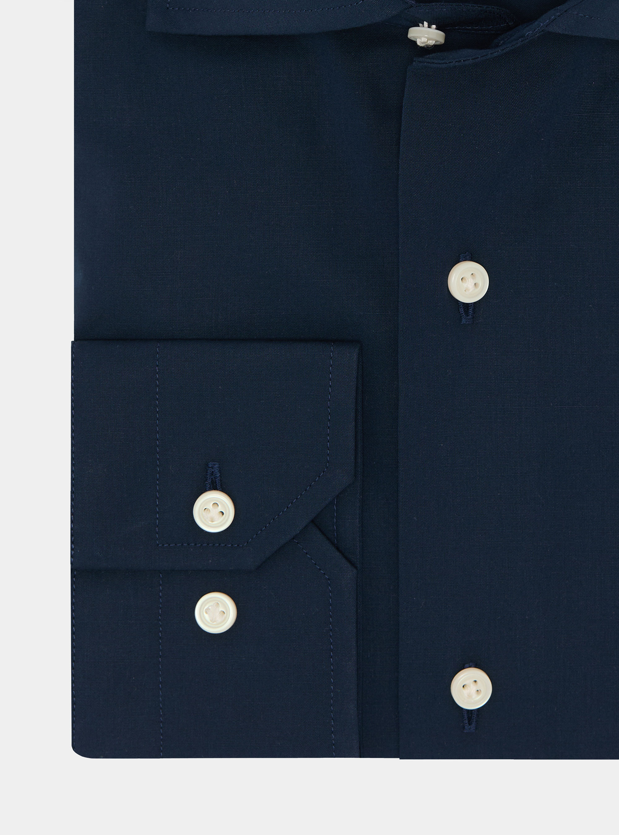 Camisa de popel&iacute;n de algod&oacute;n el&aacute;stico, AZUL MARINO