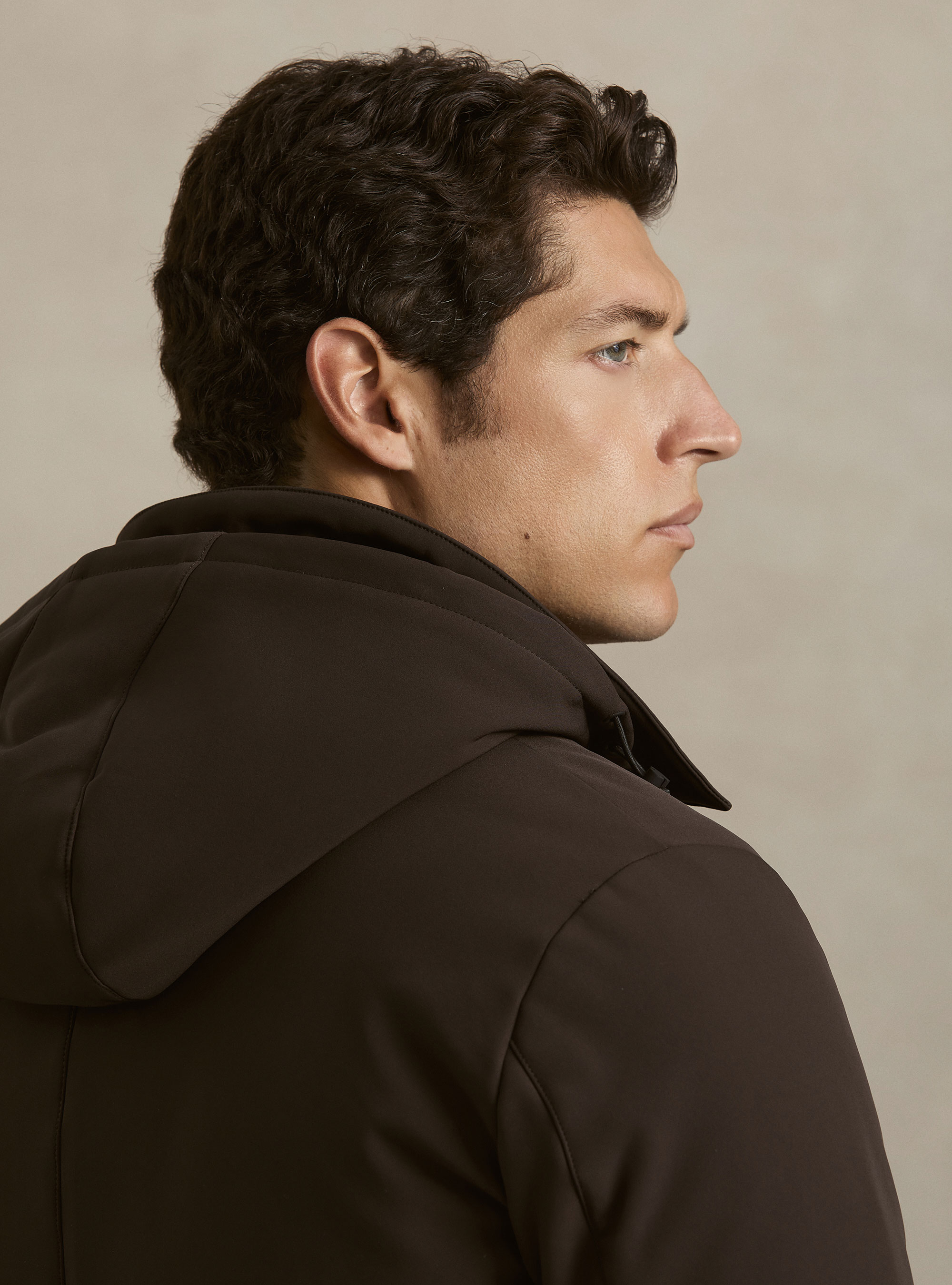 Parka tecnico con cappuccio, MARRONE 0508C