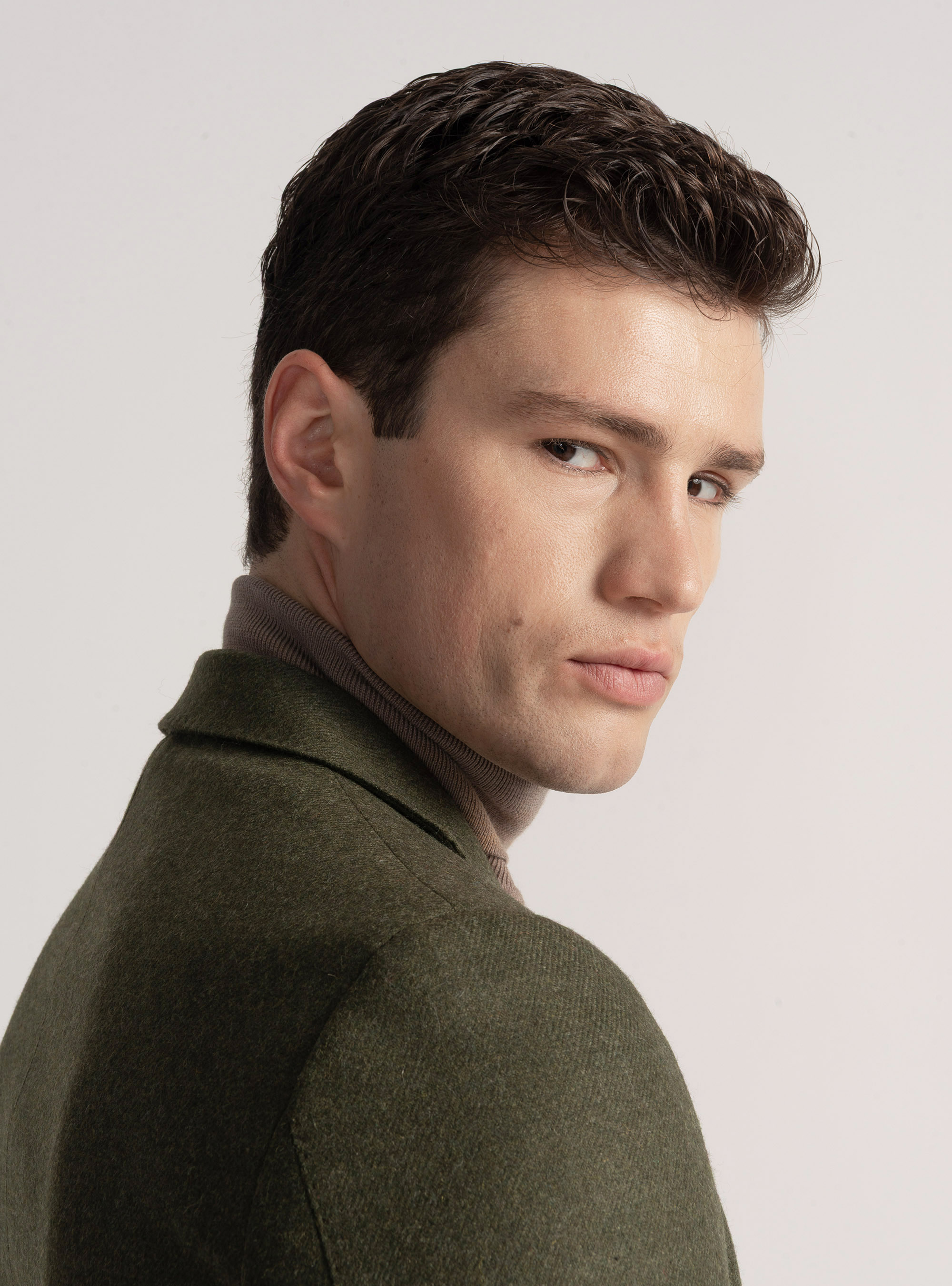 Wool-blend flannel blazer, GREEN