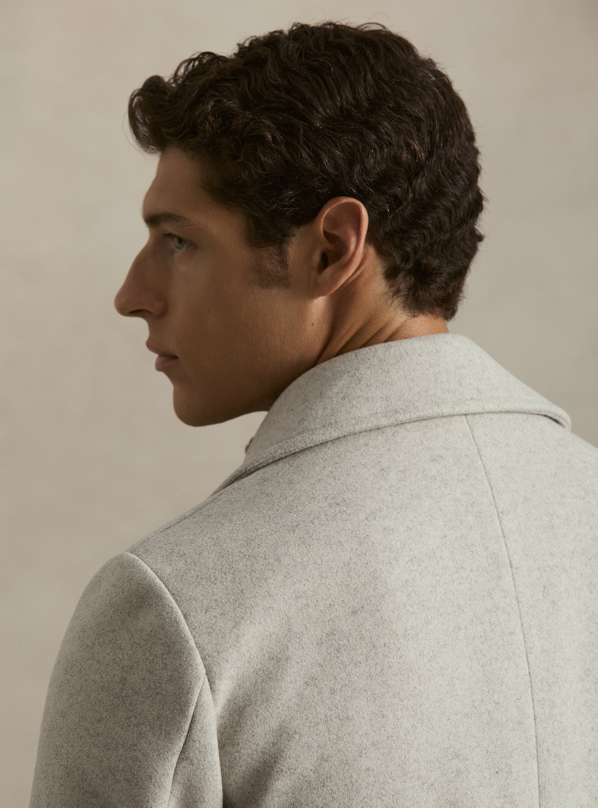 Solid color peacoat, ECRU