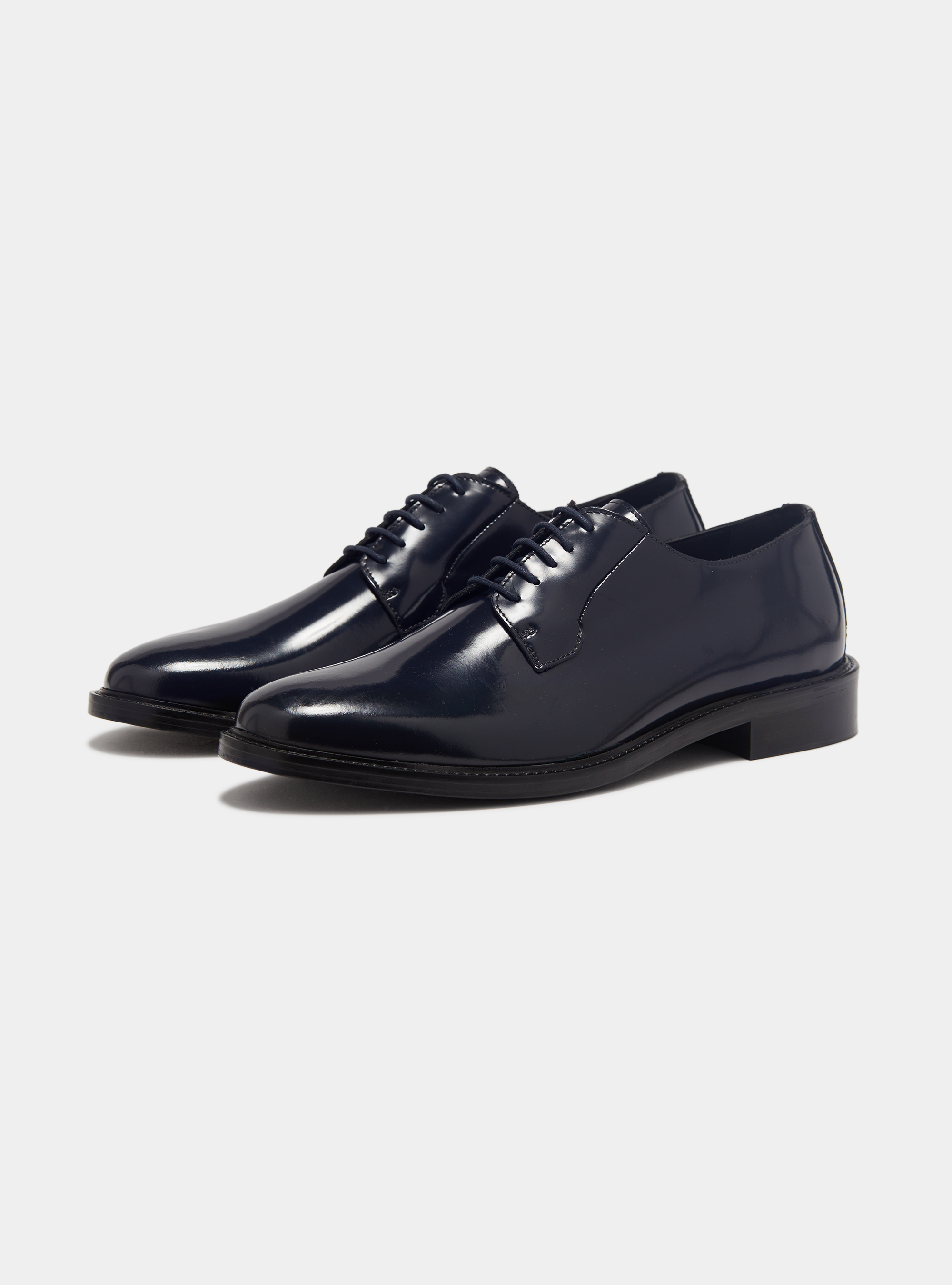 Derby en cuir abras&eacute;, BLEU MARINE