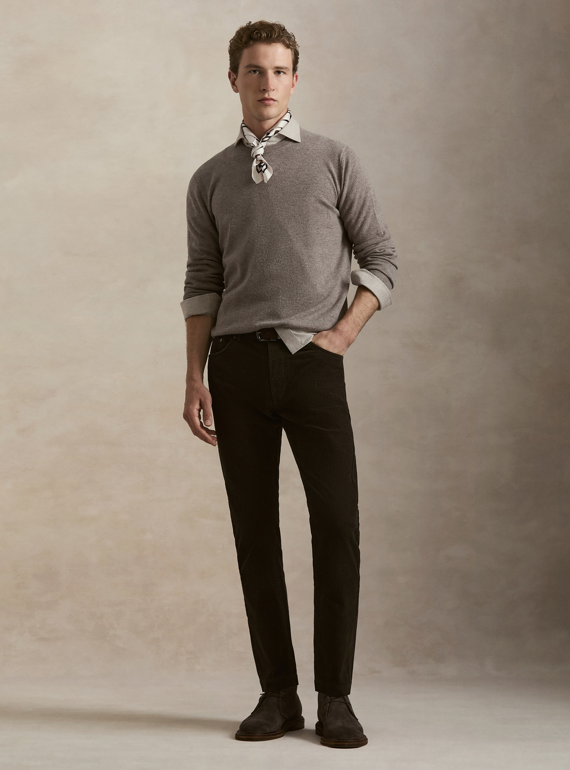 Pull col rond en lambswool et cachemire, TORTORA 0542C