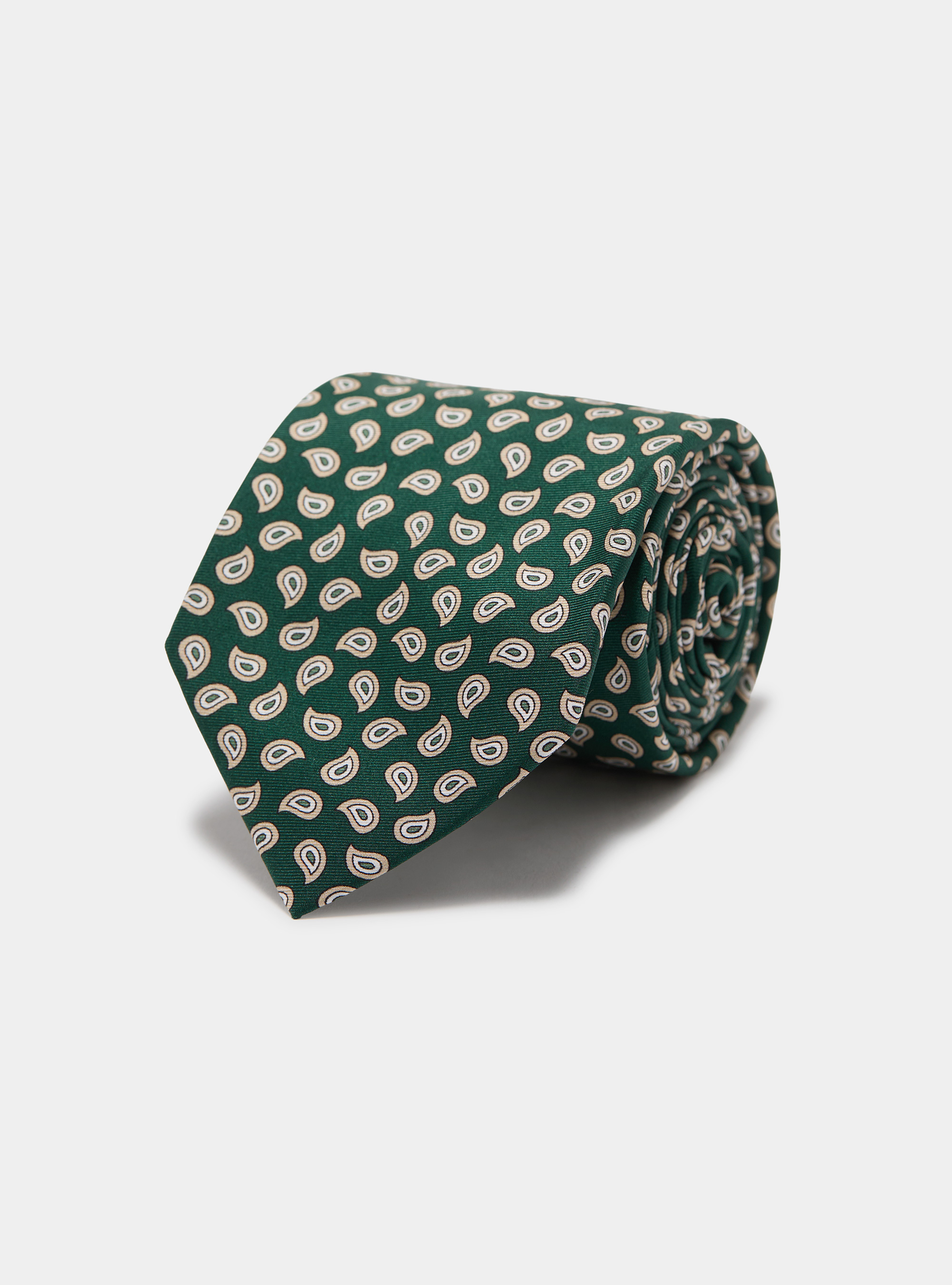 Paisley-patterned silk tie, GREEN