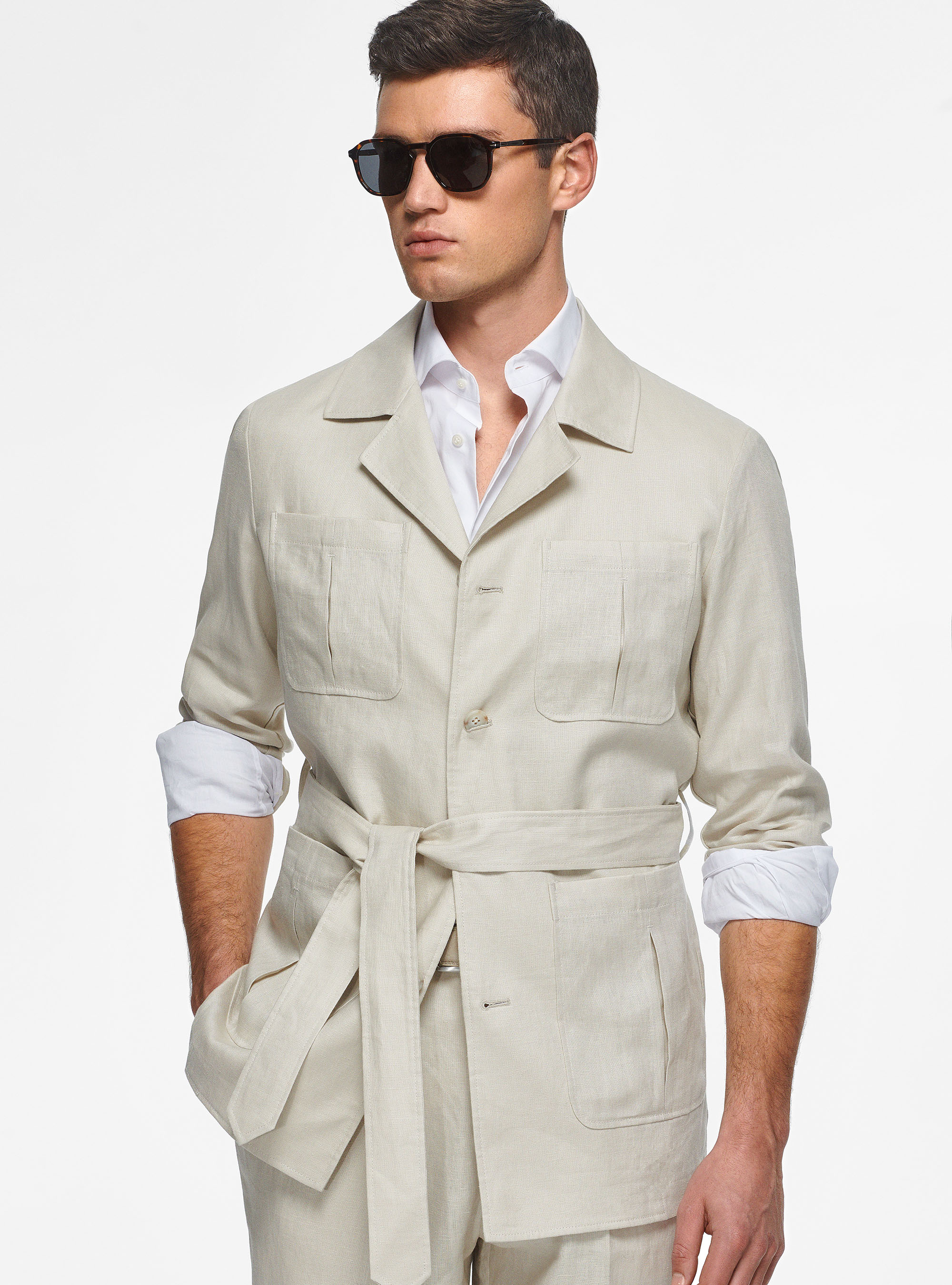 Field jacket in pure linen, ECRU