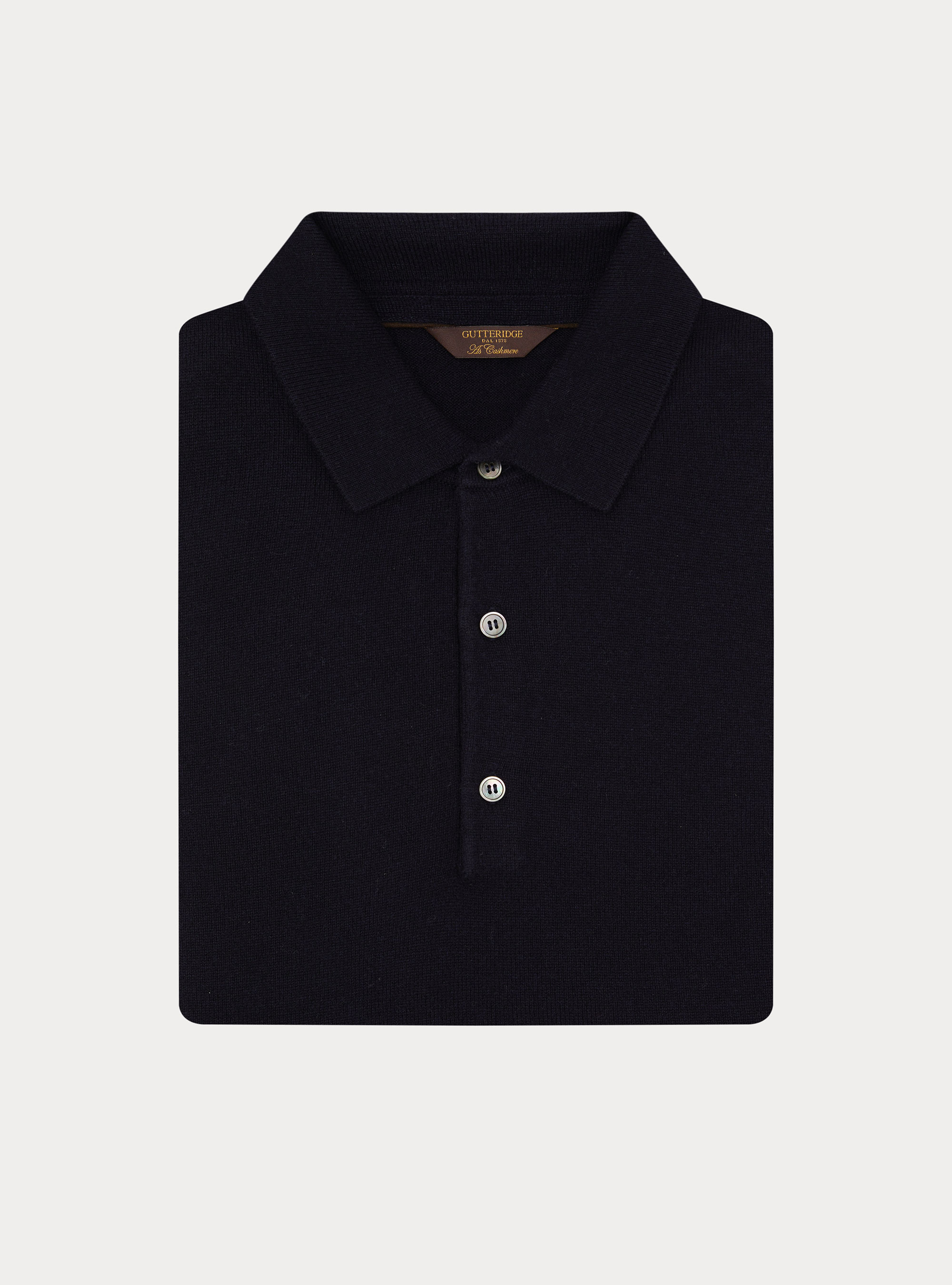 Maglia a polo in lana e cashmere, BLU NAVY