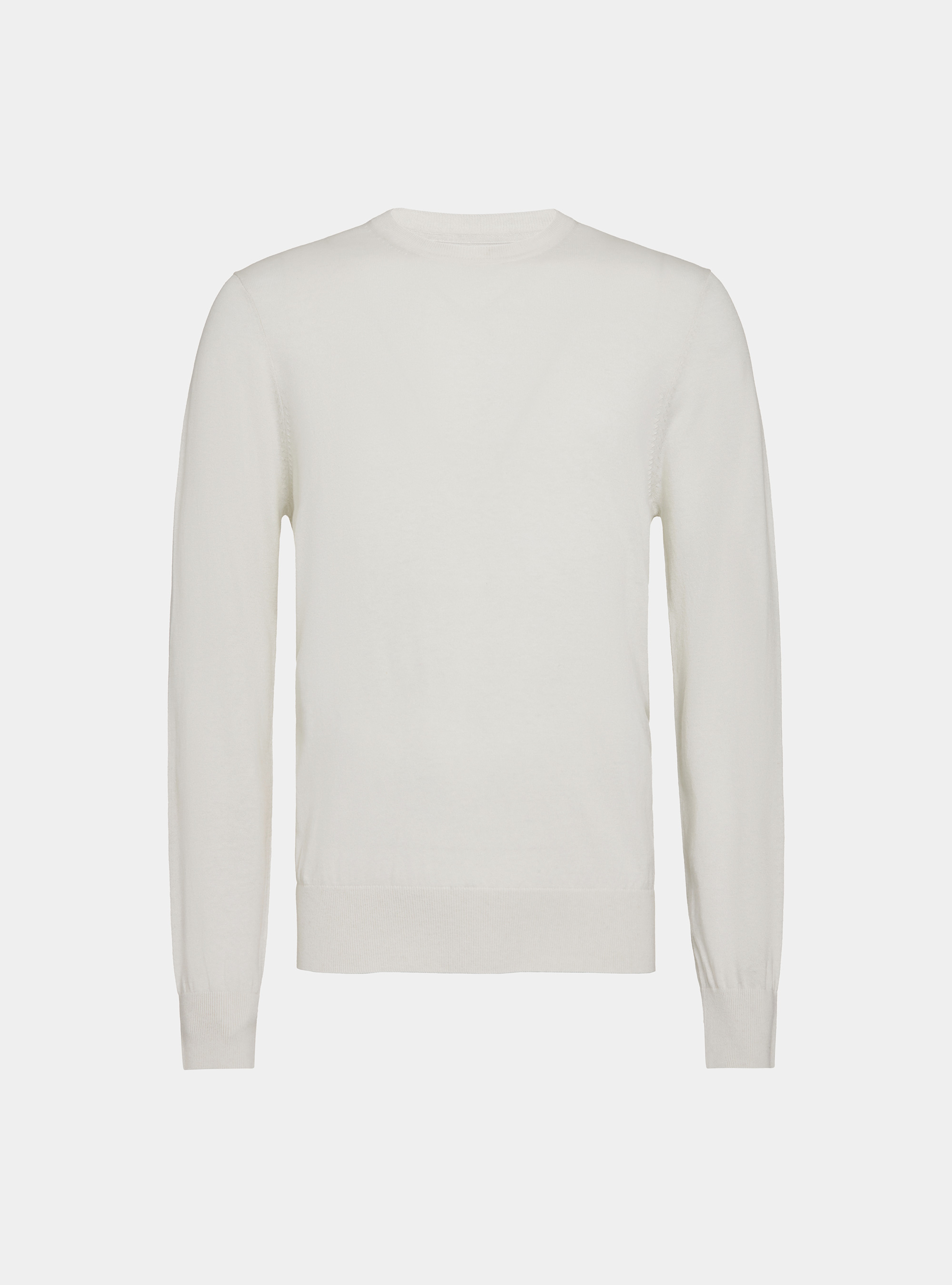 Maglia girocollo in cotone seta e cashmere, BIANCO