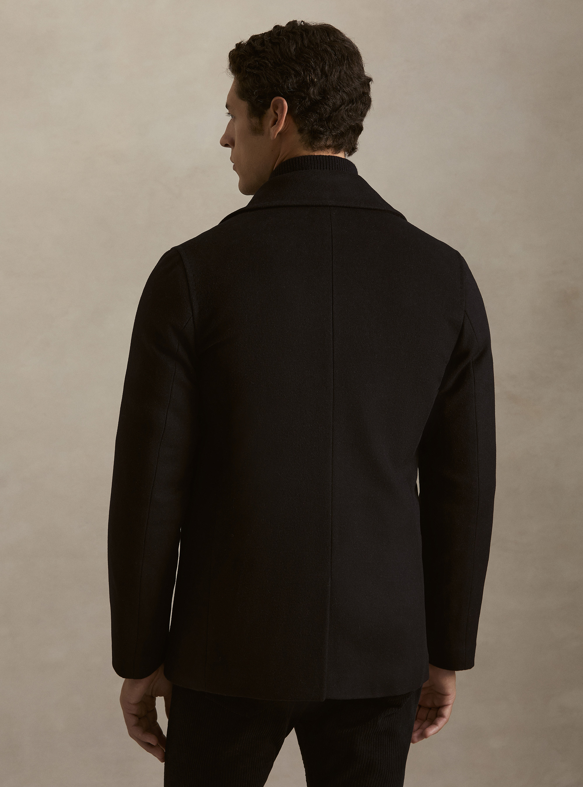 Wool-cashmere peacoat, NAVY BLUE
