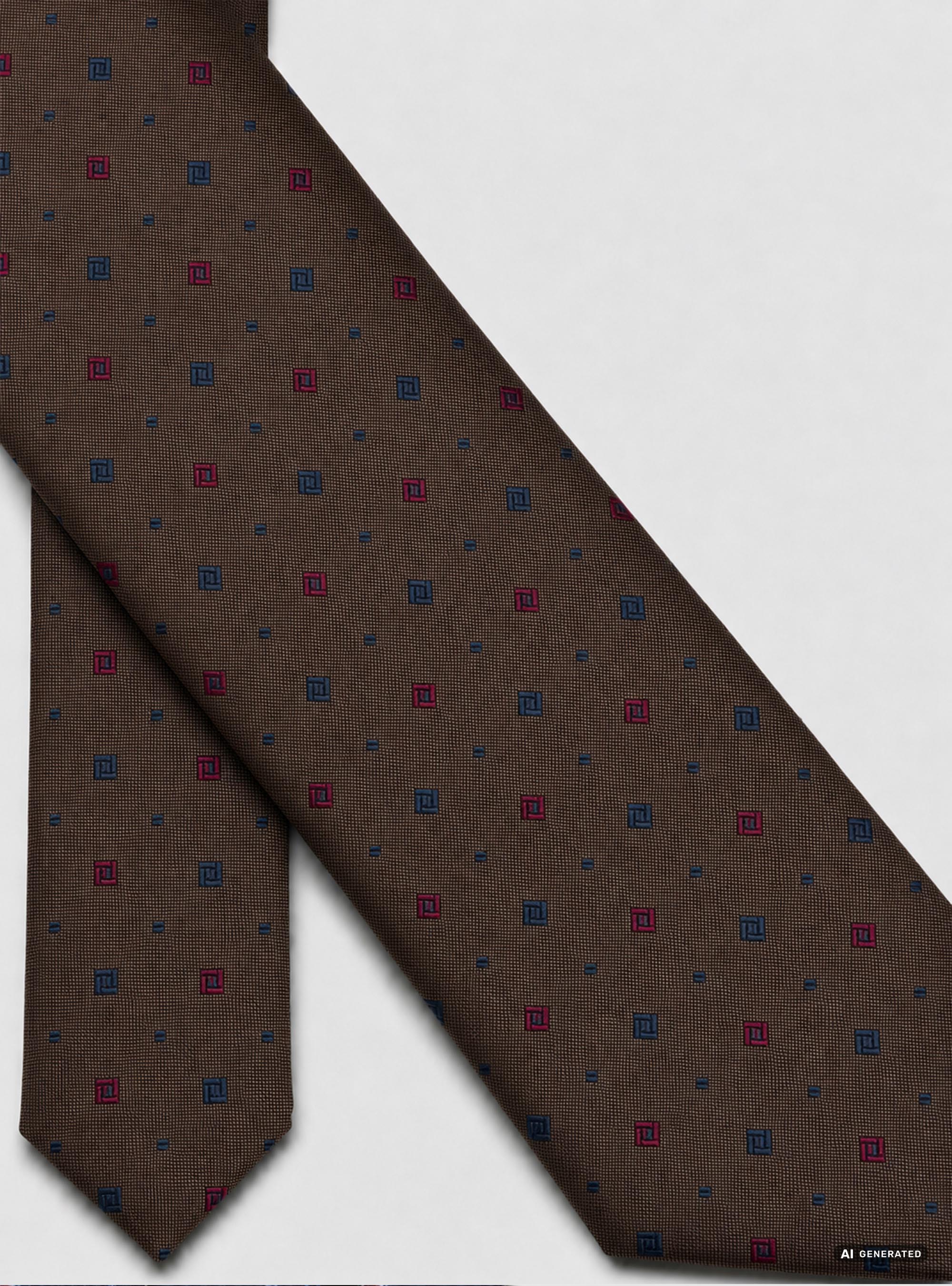 Corbata de seda jacquard con microestampado, MARRON