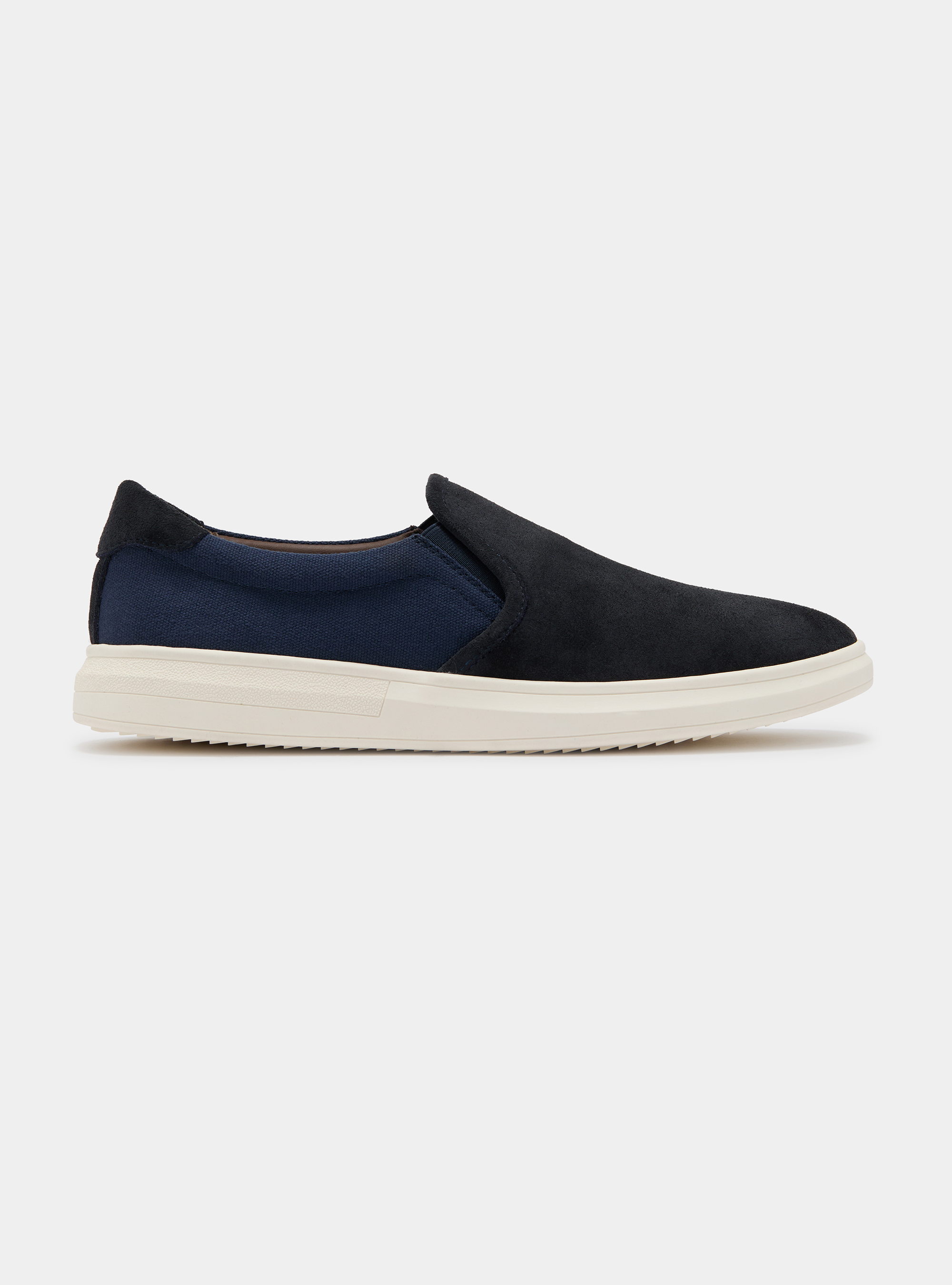 Suede and canvas slip-on, NAVY BLUE