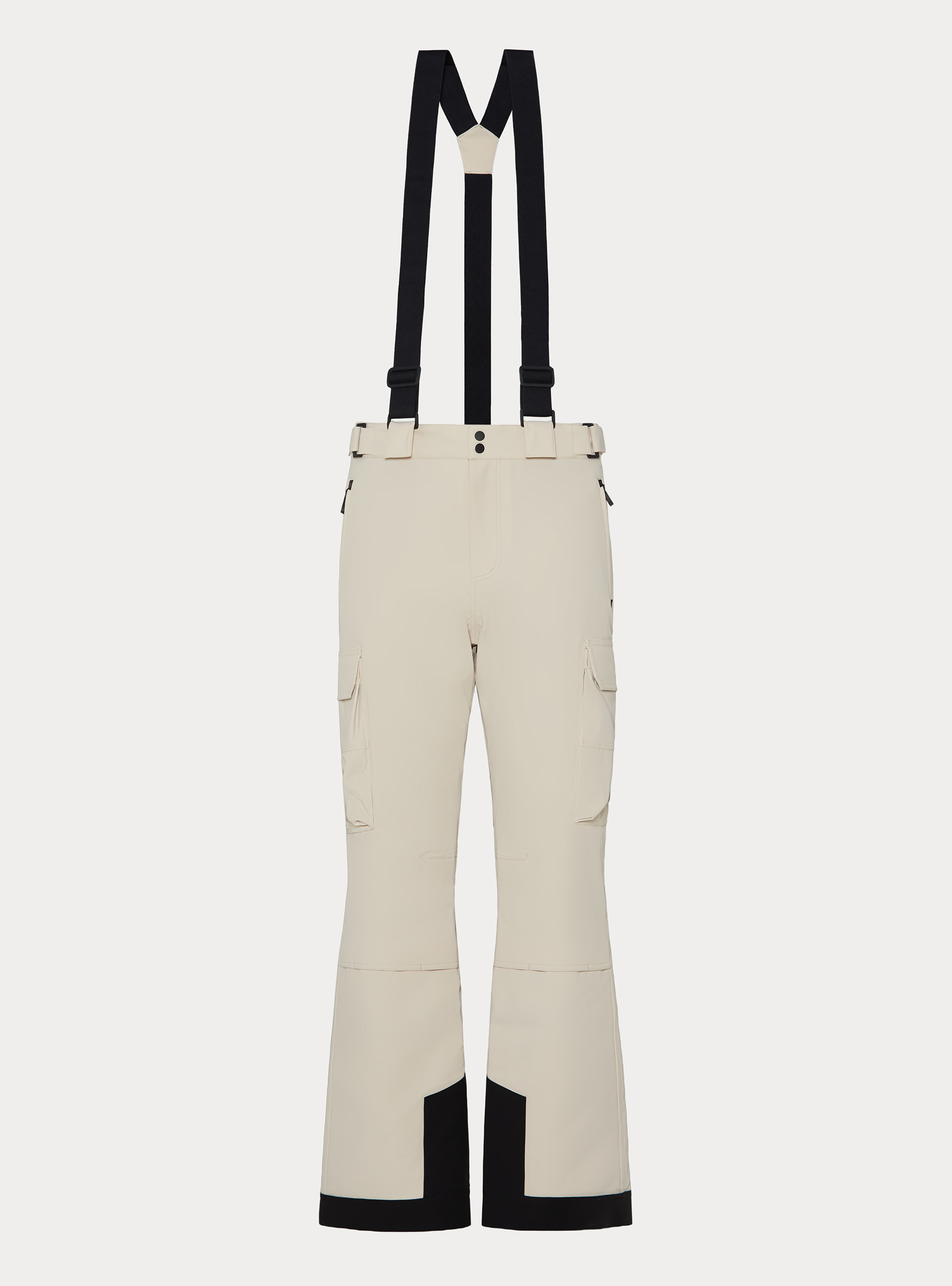 Pantaloni da sci con tasconi e bretelle, PANNA